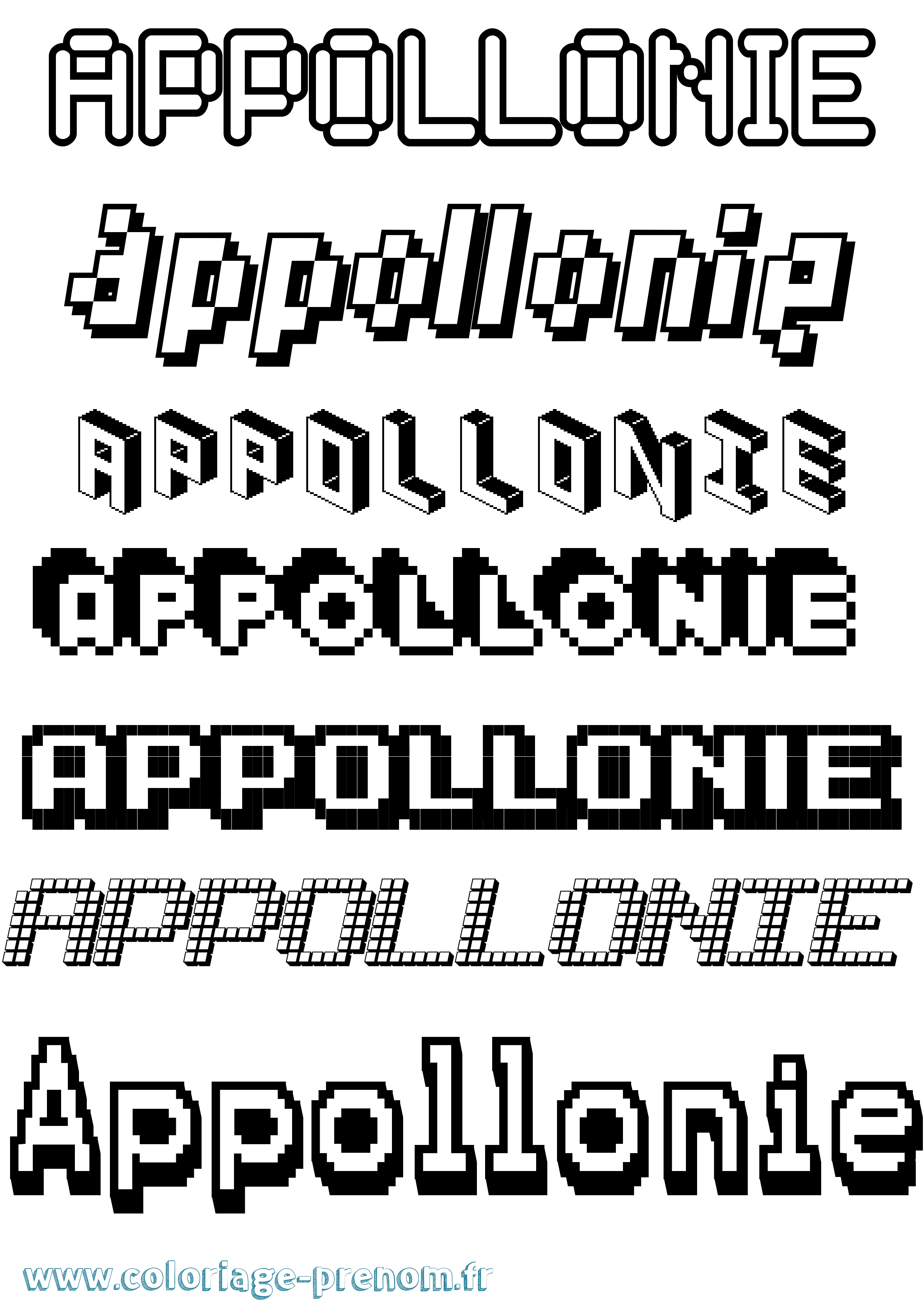 Coloriage Appollonie Pixel Coloriage prénom Appollonie Pixel