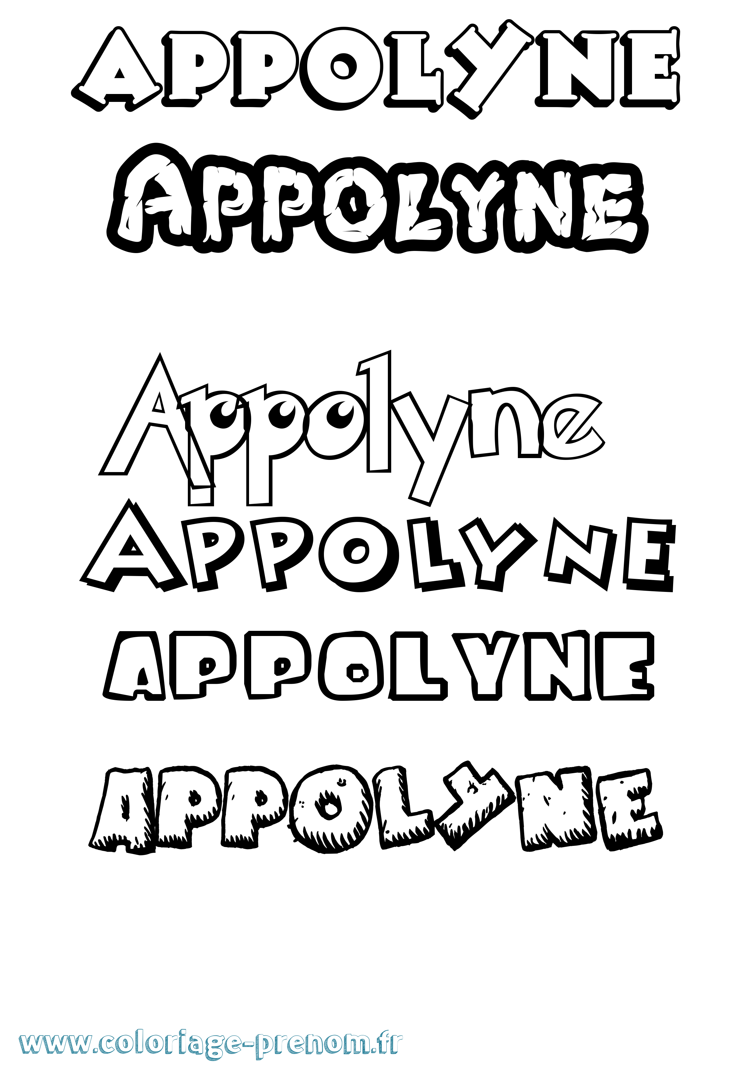 Coloriage Appolyne Dessin Animé Coloriage prénom Appolyne Dessin Animé