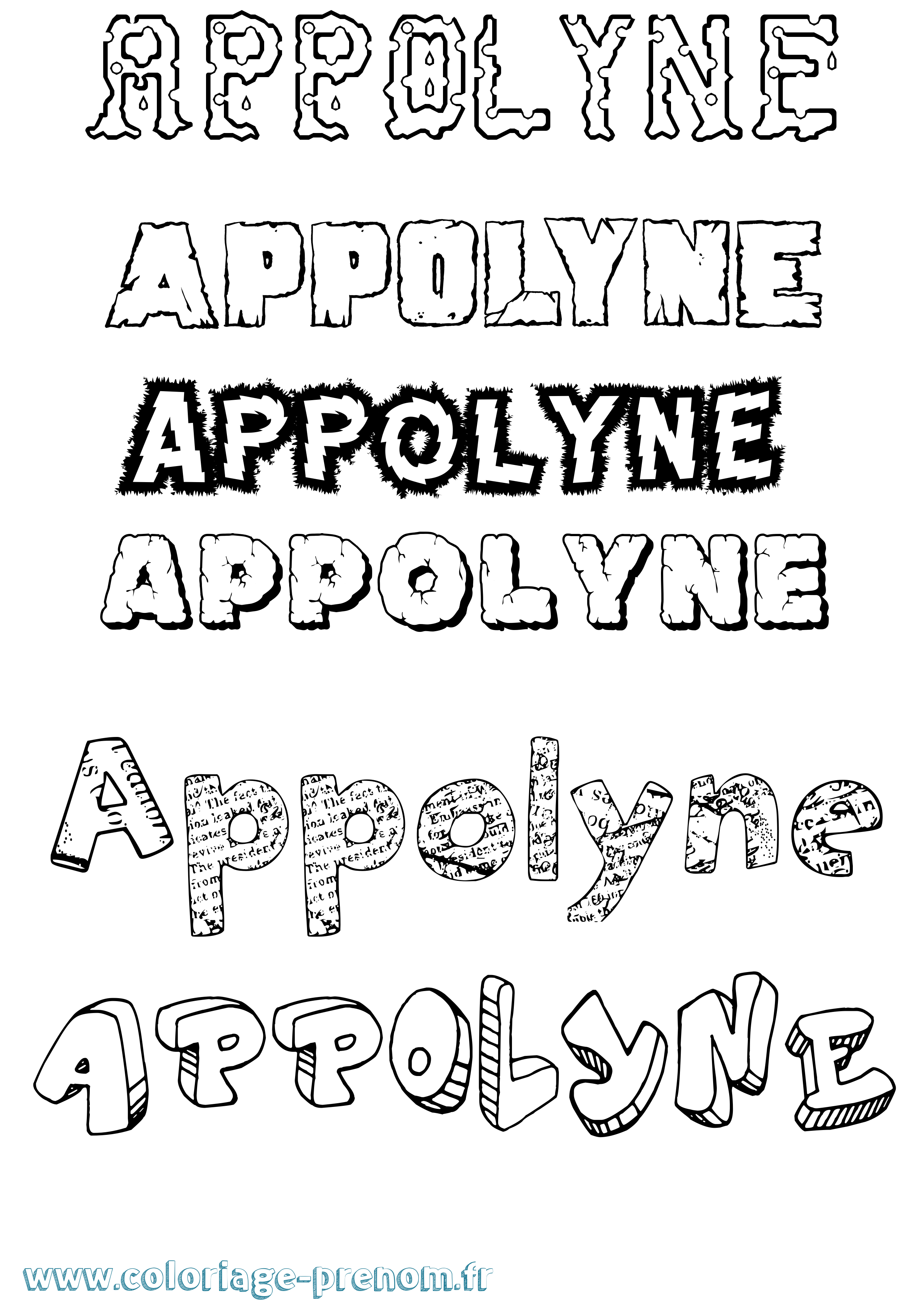 Coloriage Appolyne Destructuré Coloriage prénom Appolyne Destructuré