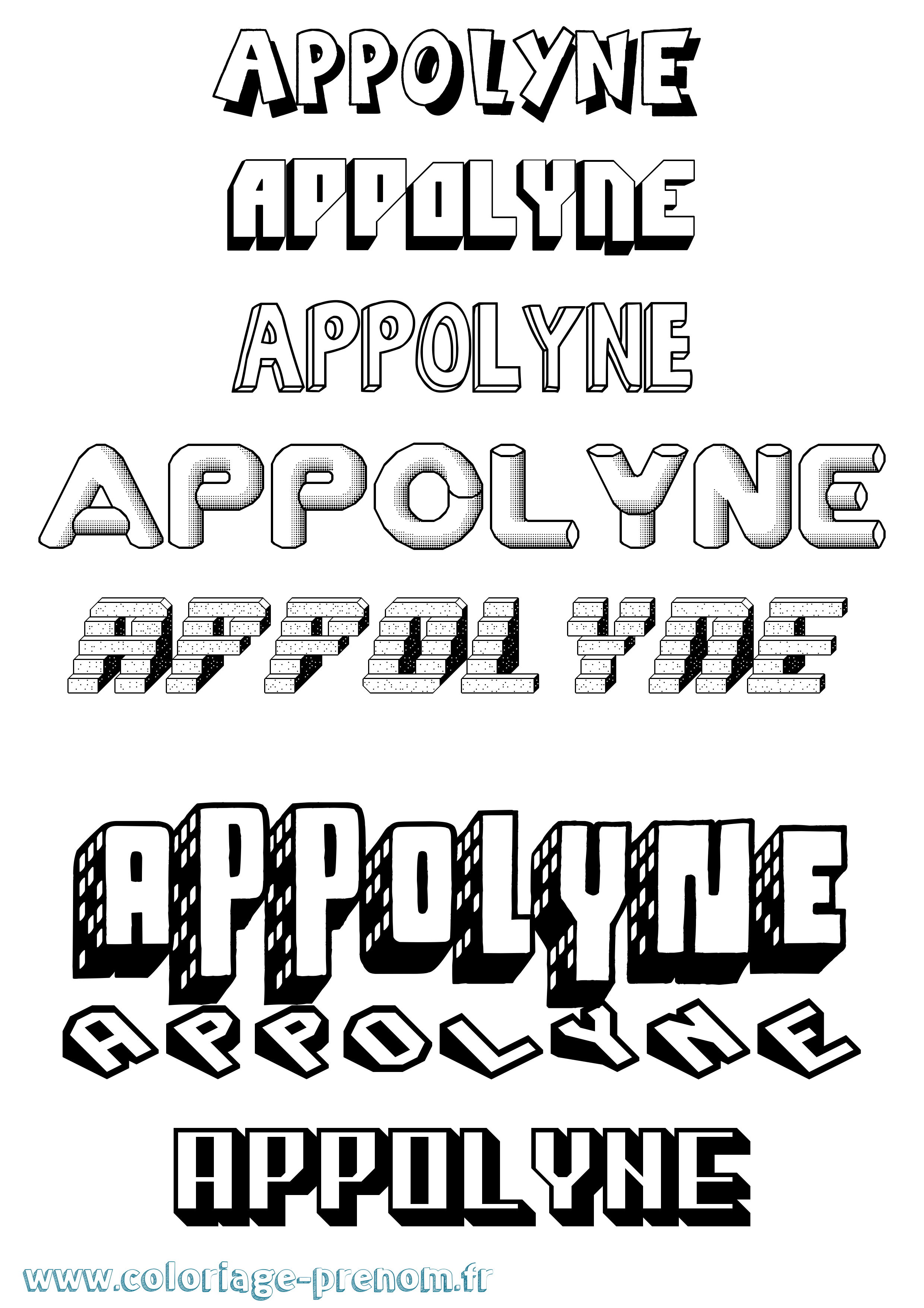 Coloriage Appolyne Effet 3D Coloriage prénom Appolyne Effet 3D