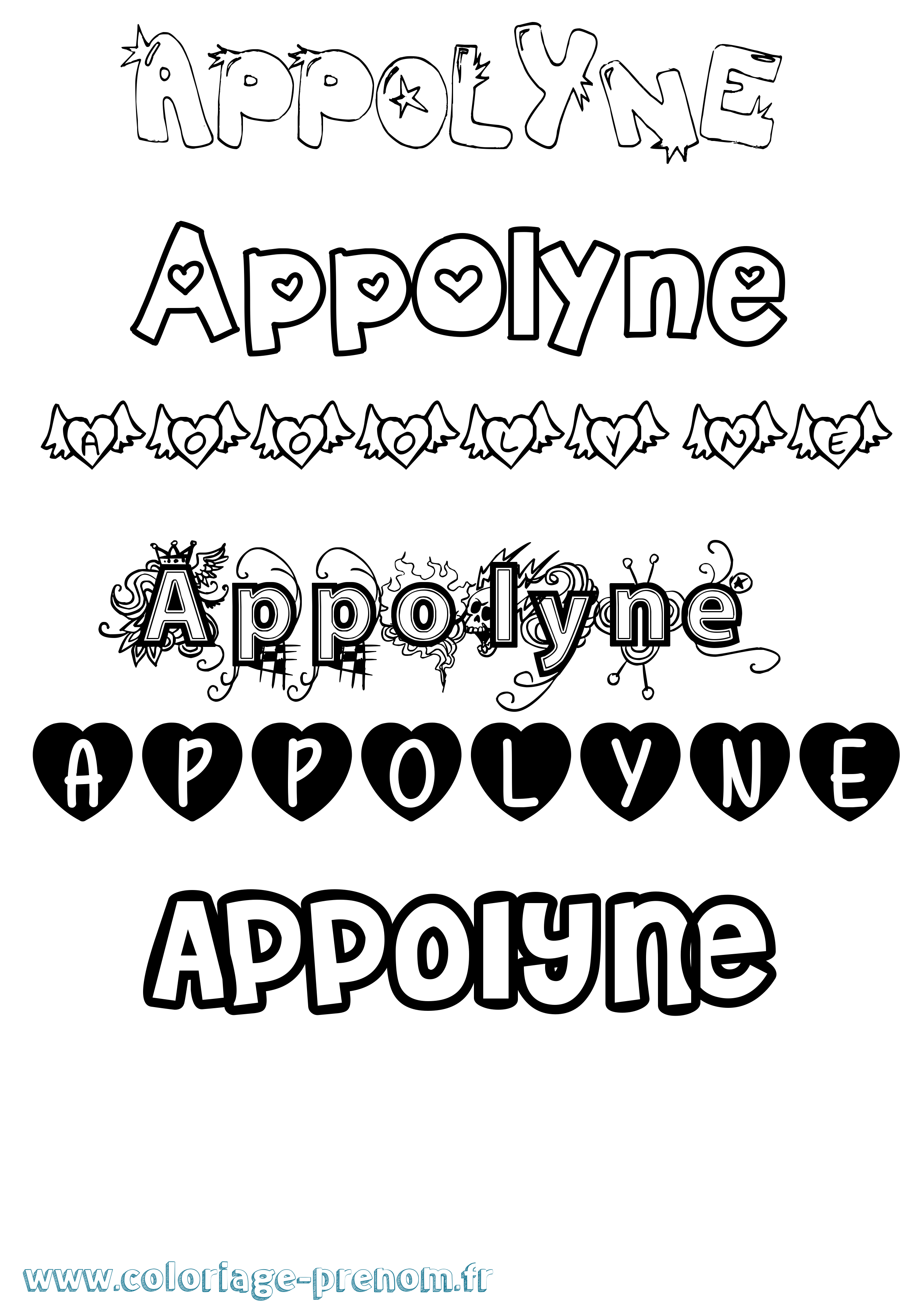 Coloriage Appolyne Girly Coloriage prénom Appolyne Girly