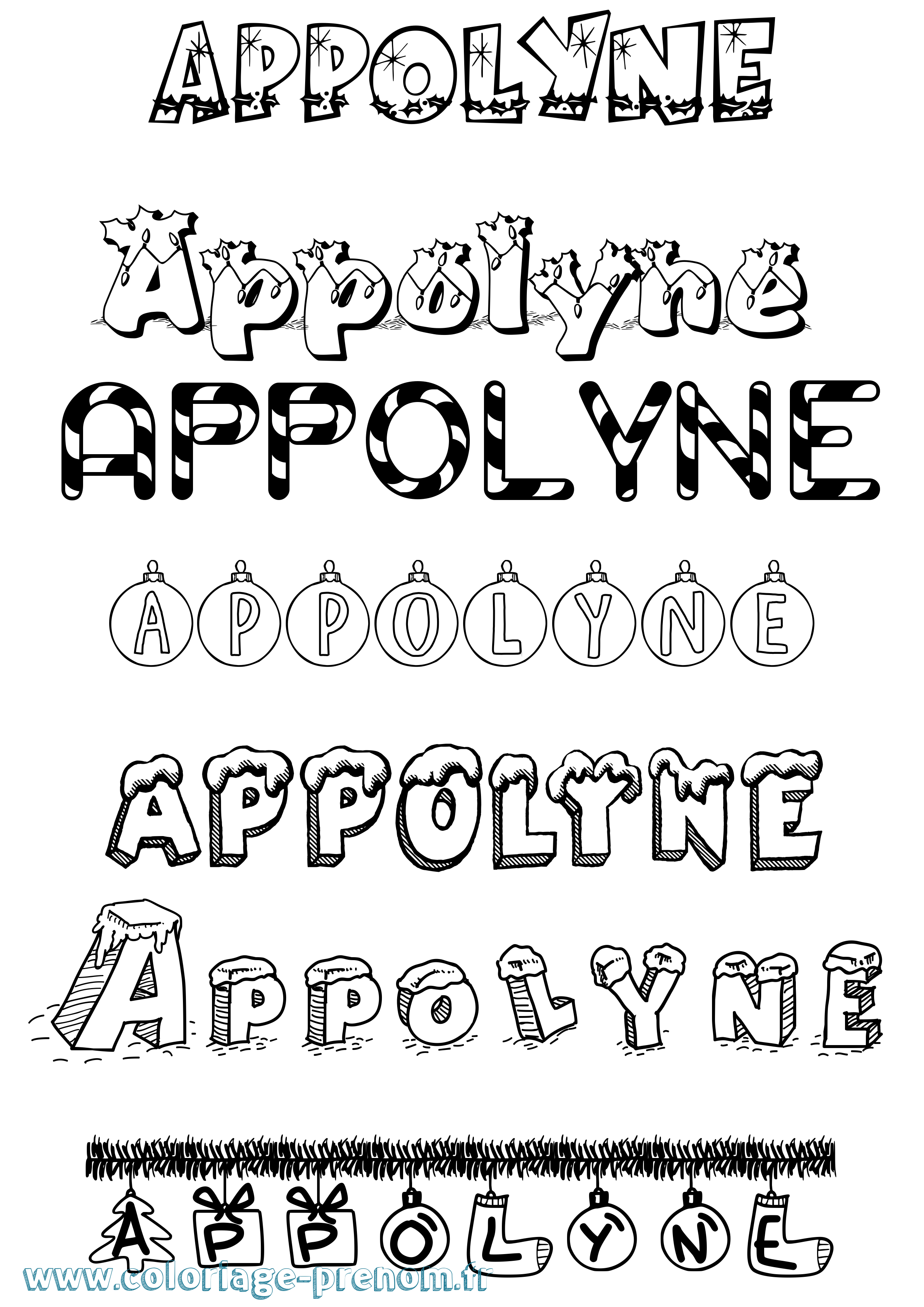 Coloriage Appolyne Noël Coloriage prénom Appolyne Noël