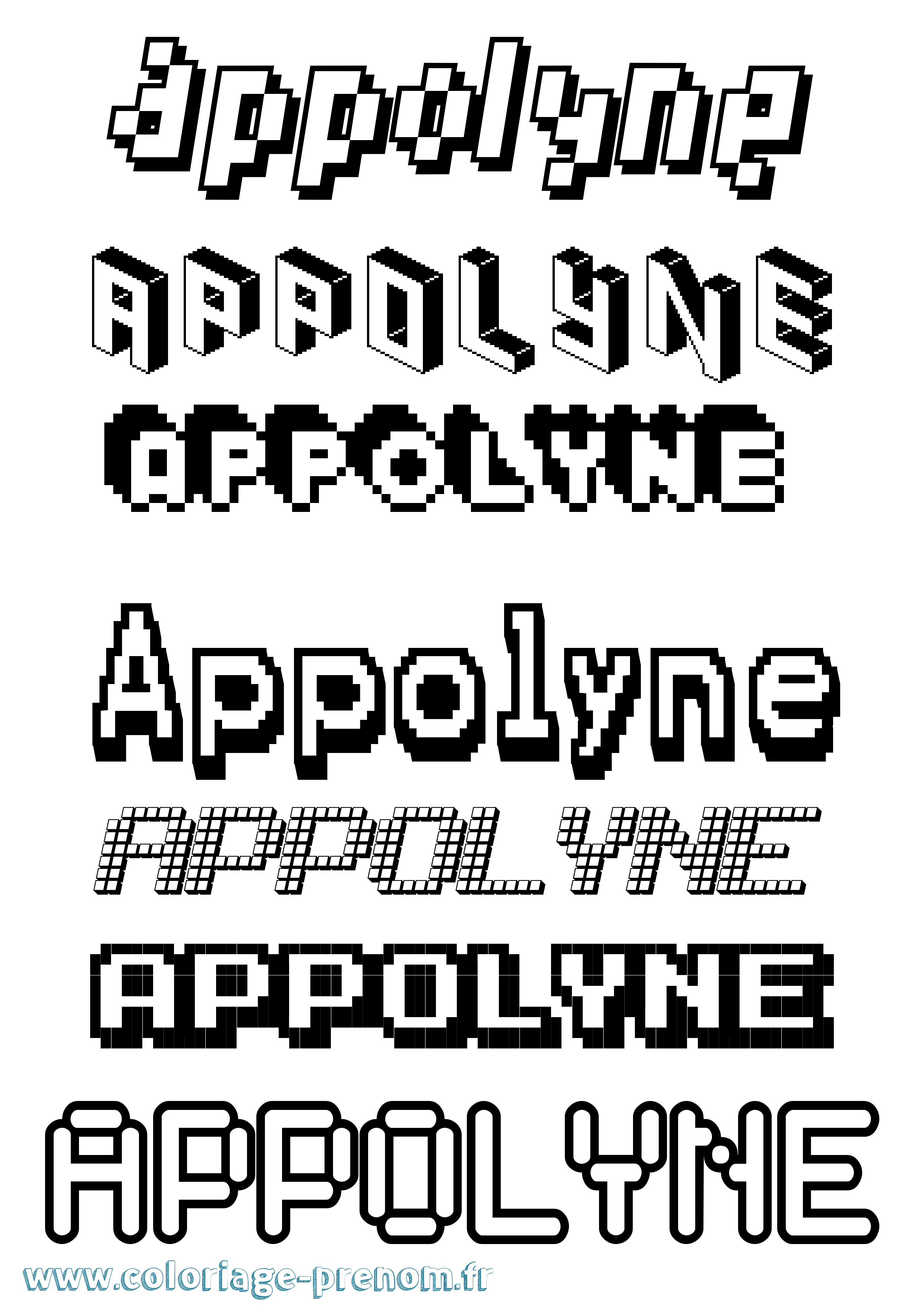 Coloriage Appolyne Pixel Coloriage prénom Appolyne Pixel