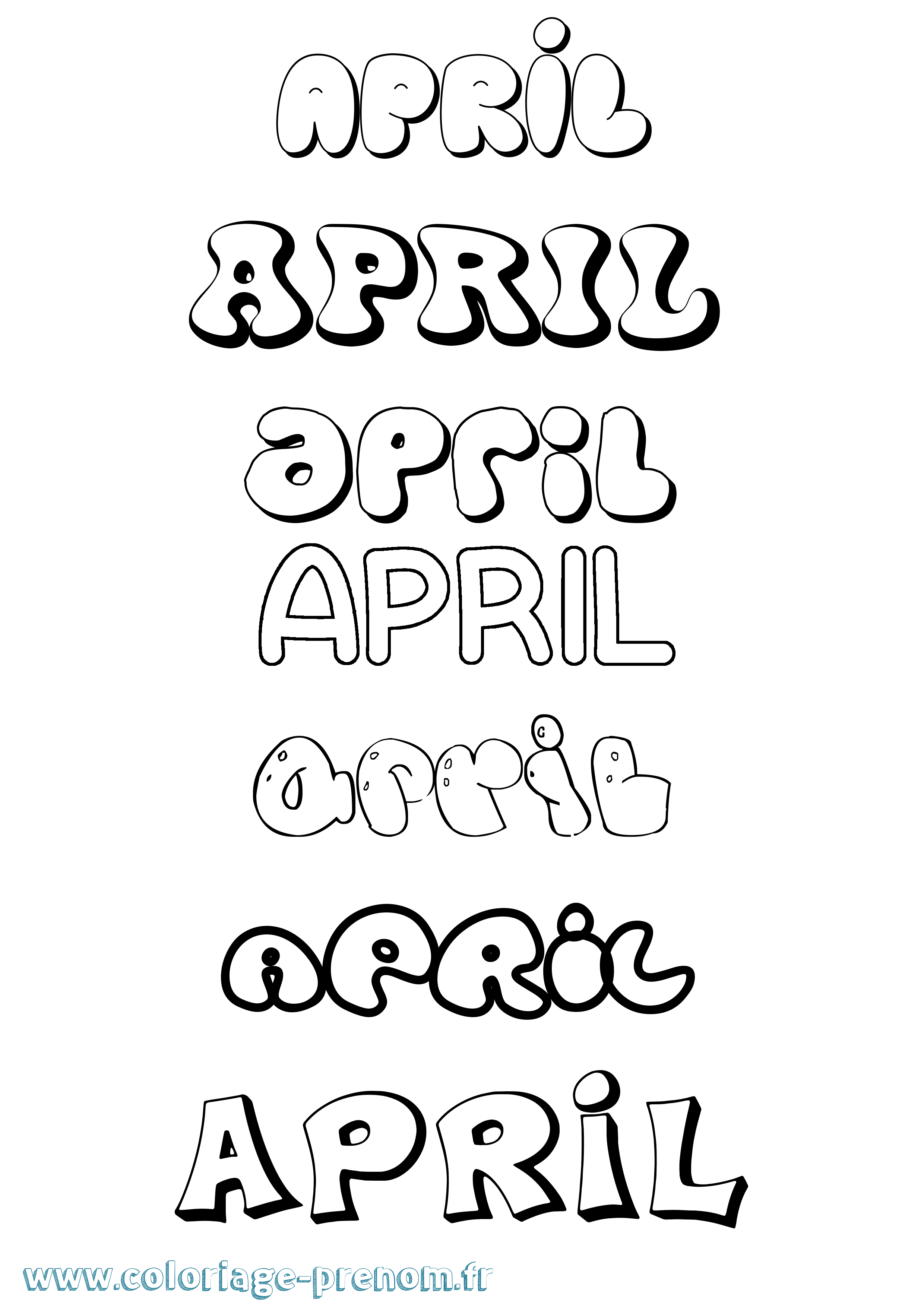 Coloriage April Bubble Coloriage prénom April Bubble
