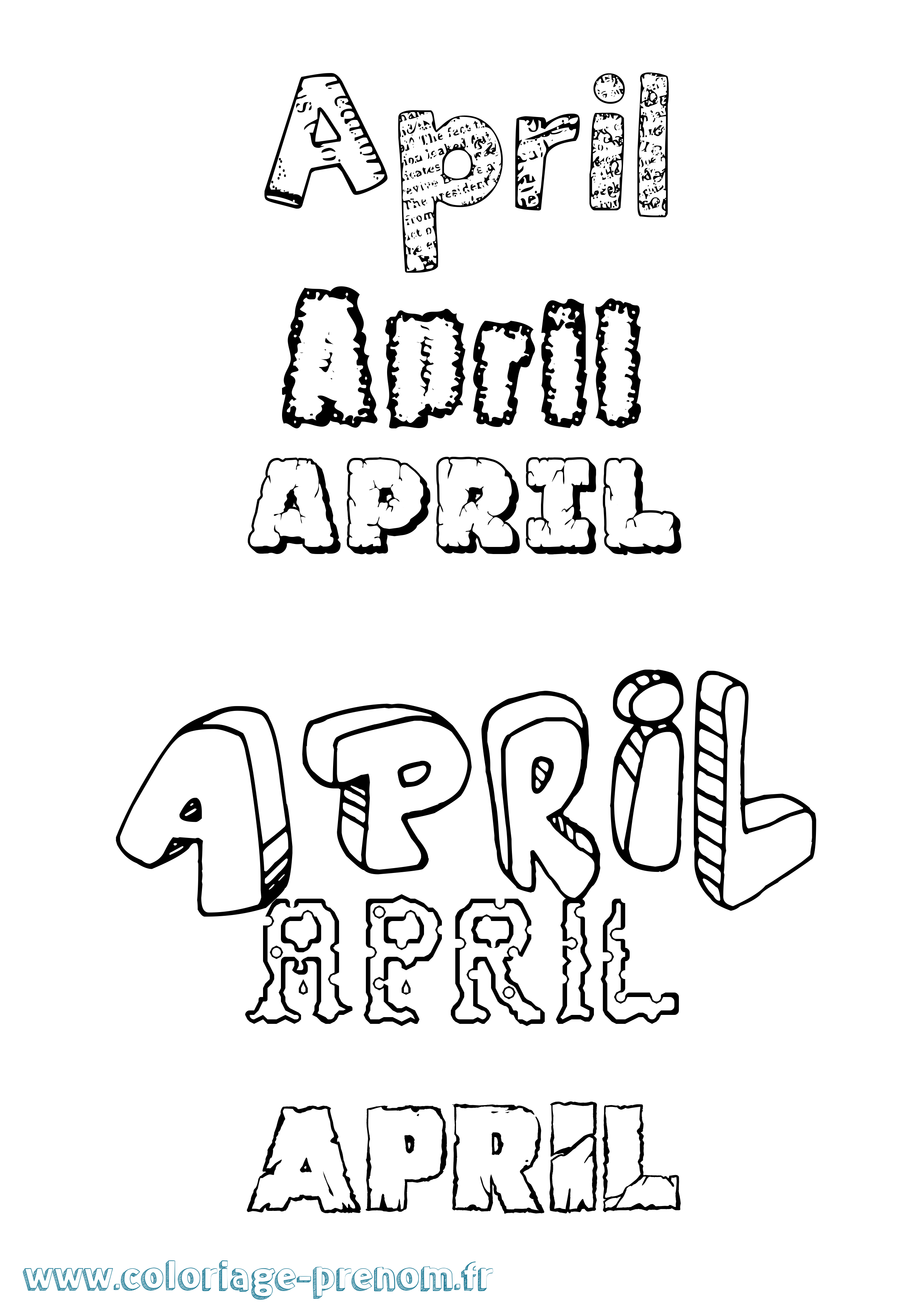 Coloriage April Destructuré Coloriage prénom April Destructuré