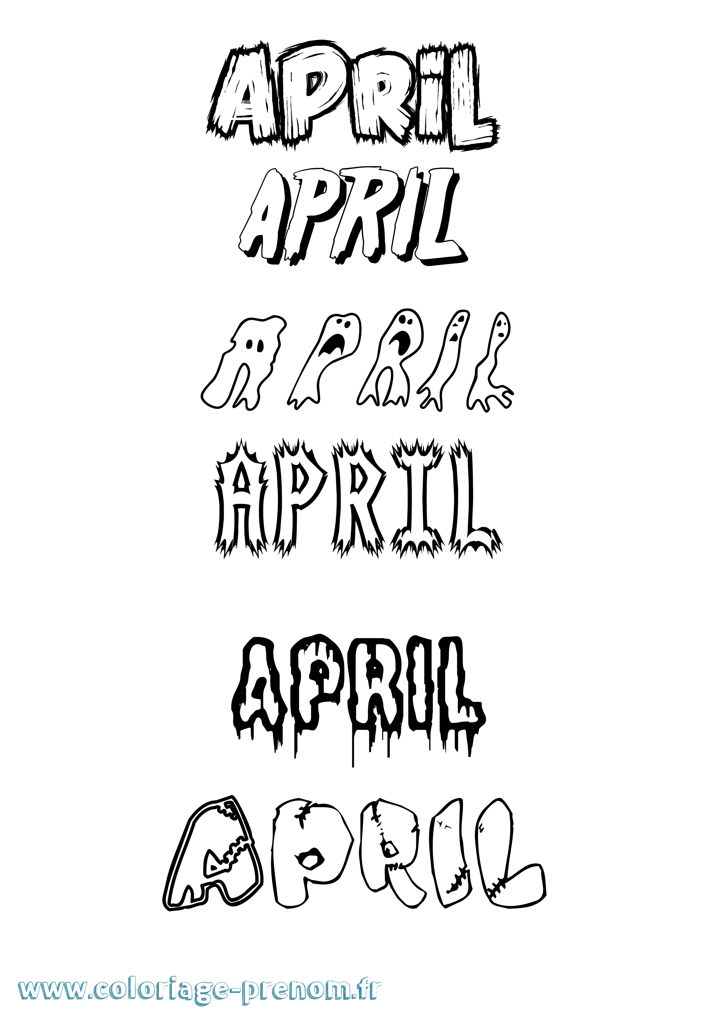 Coloriage April Frisson Coloriage prénom April Frisson