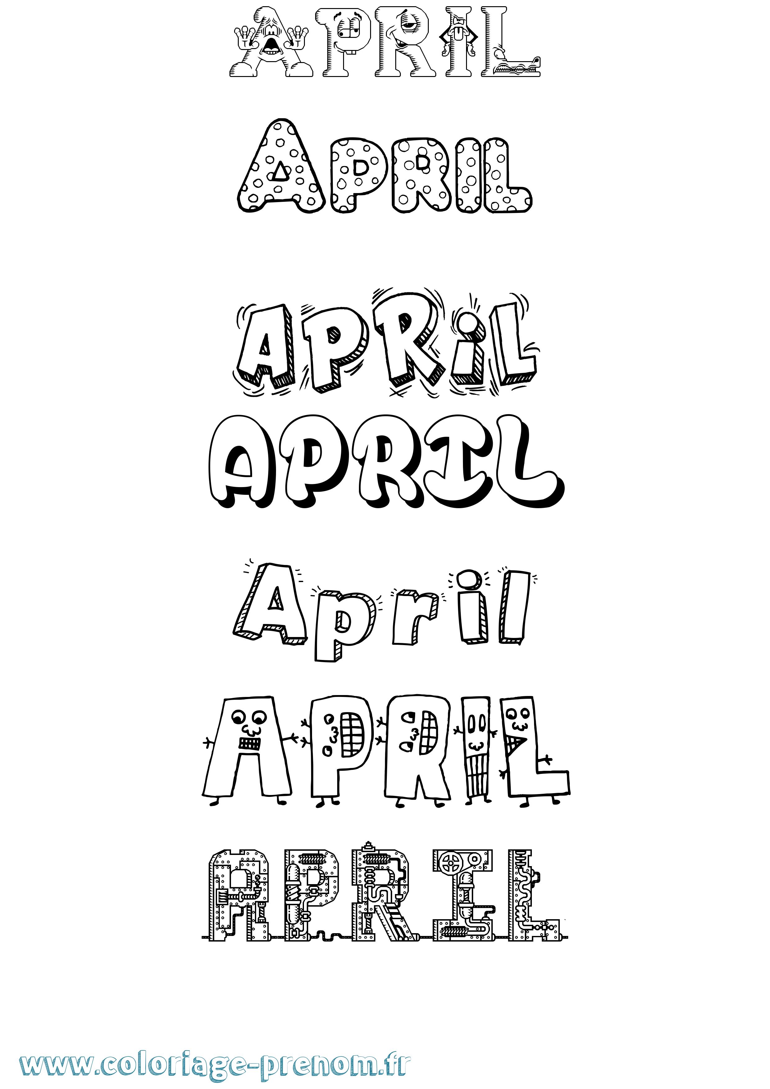 Coloriage April Fun Coloriage prénom April Fun