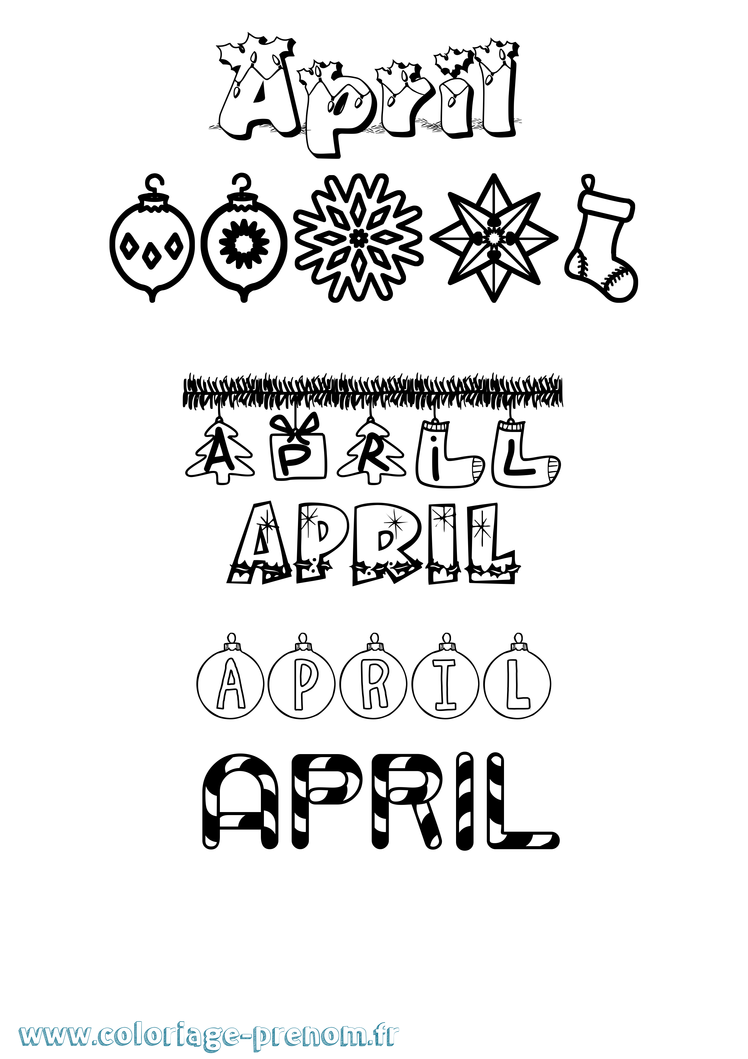 Coloriage April Noël Coloriage prénom April Noël