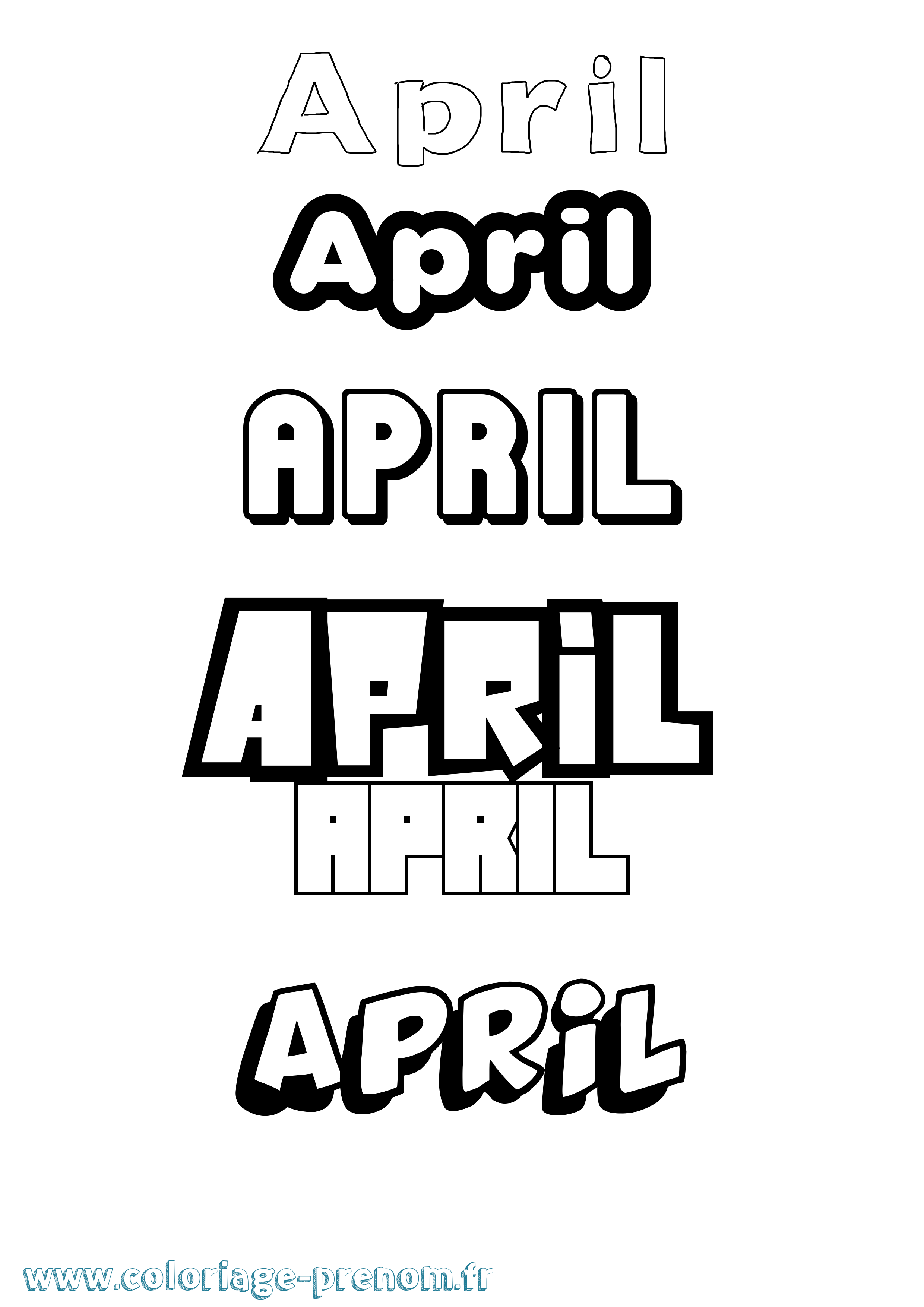 Coloriage April Simple Coloriage prénom April Simple
