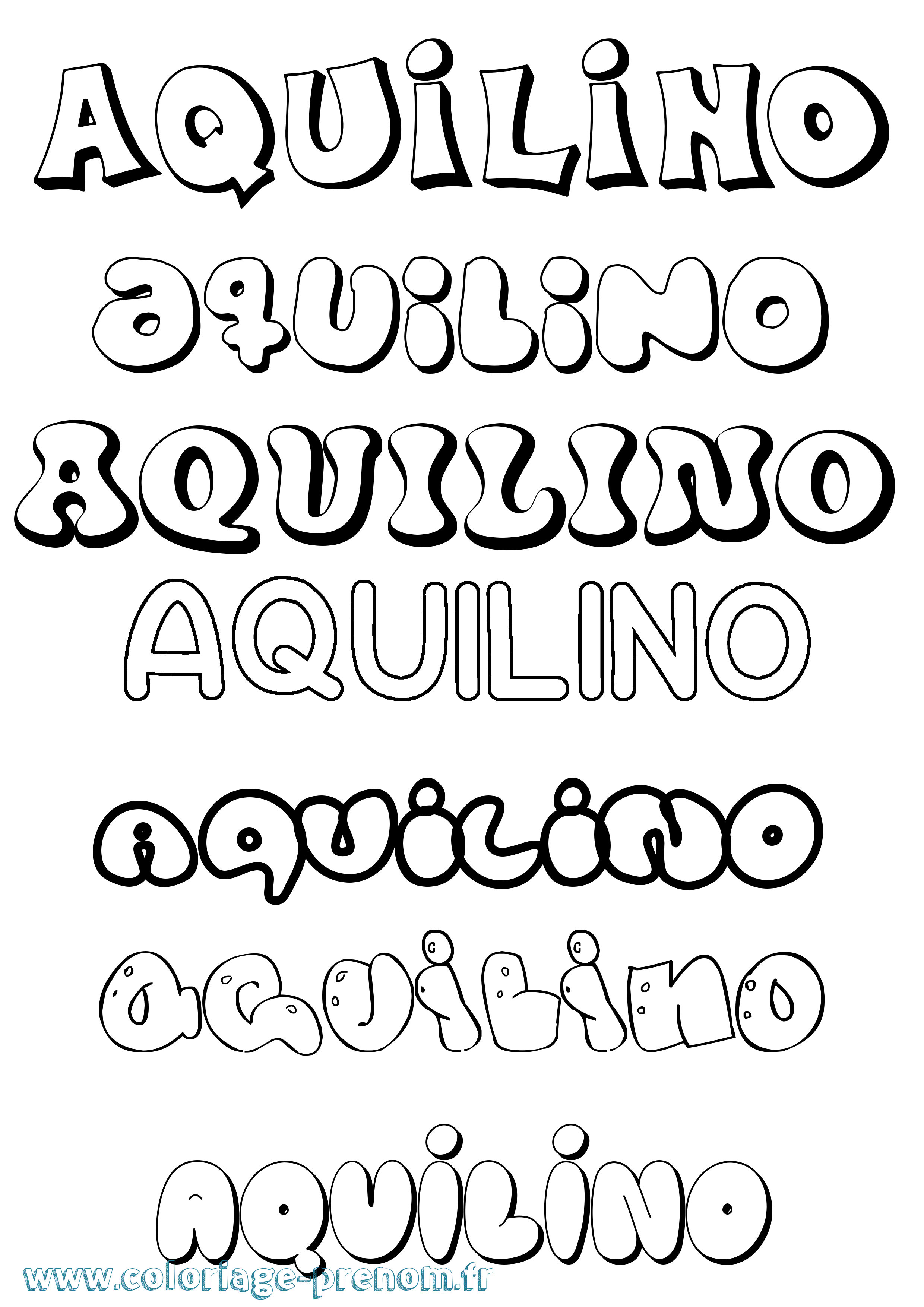 Coloriage Aquilino Bubble Coloriage prénom Aquilino Bubble