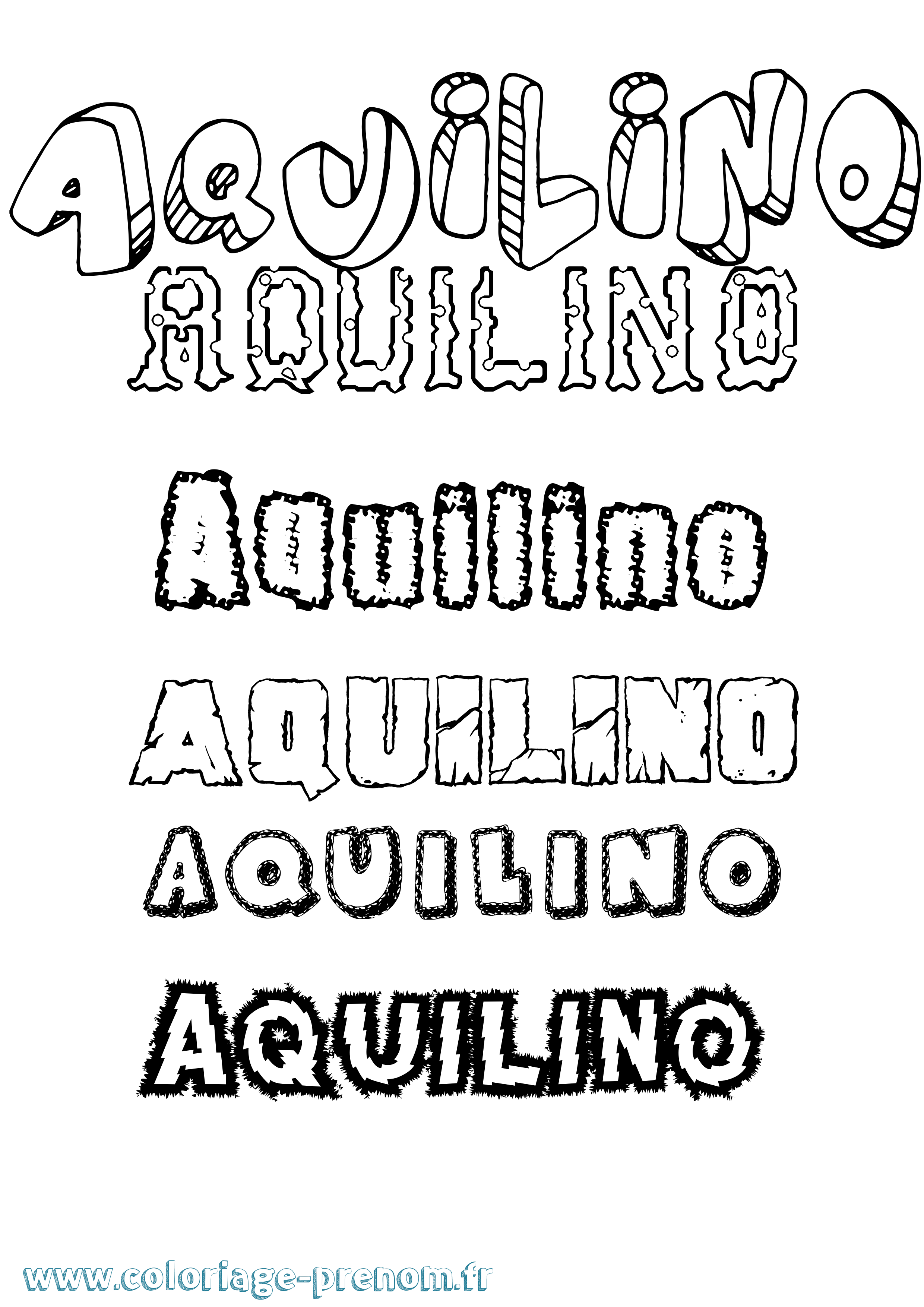 Coloriage Aquilino Destructuré Coloriage prénom Aquilino Destructuré