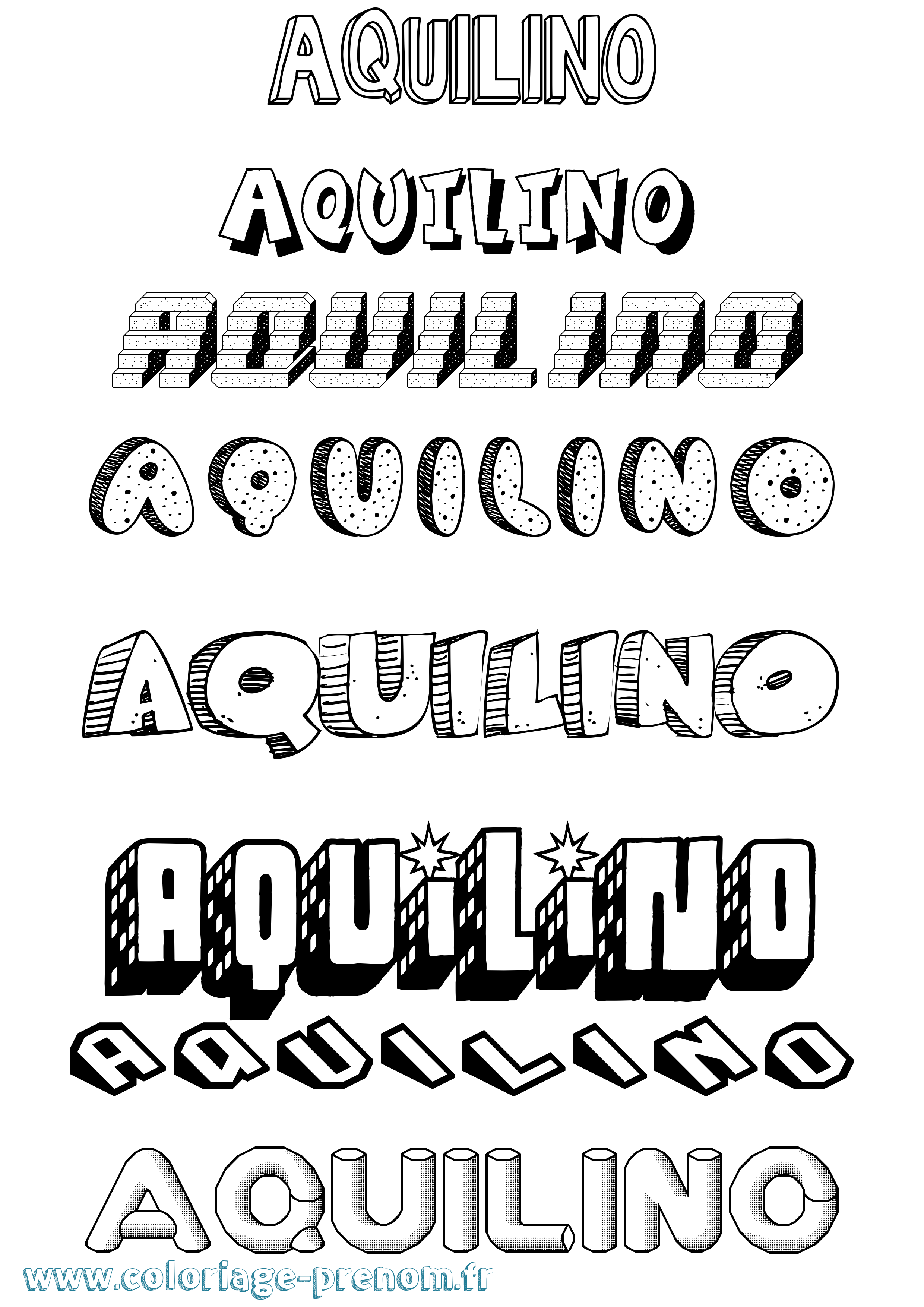 Coloriage Aquilino Effet 3D Coloriage prénom Aquilino Effet 3D