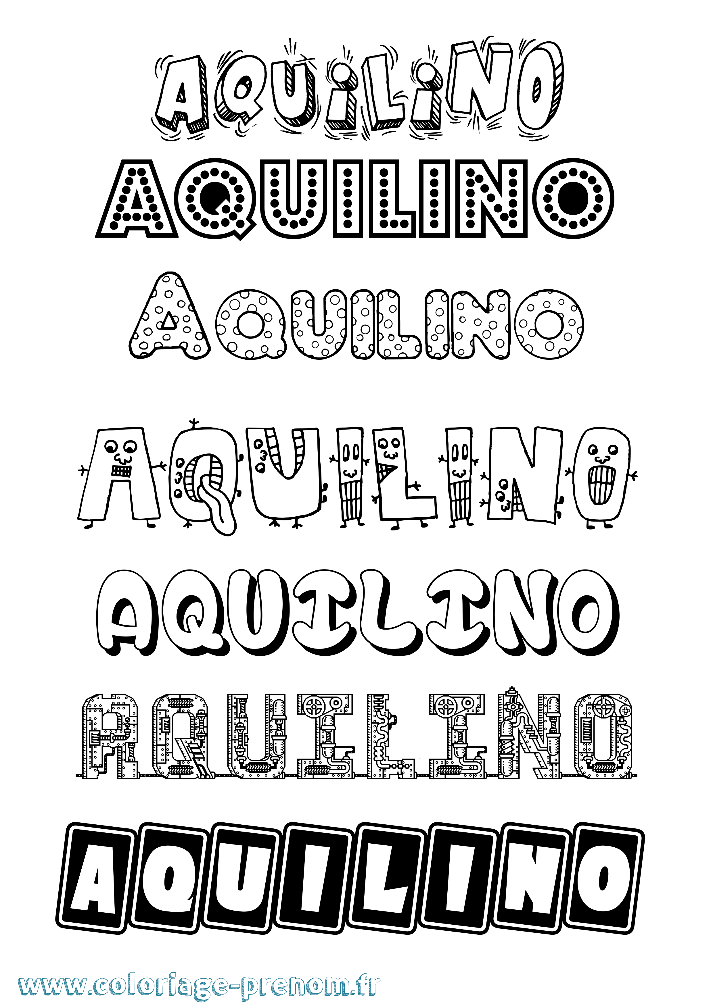 Coloriage Aquilino Fun Coloriage prénom Aquilino Fun