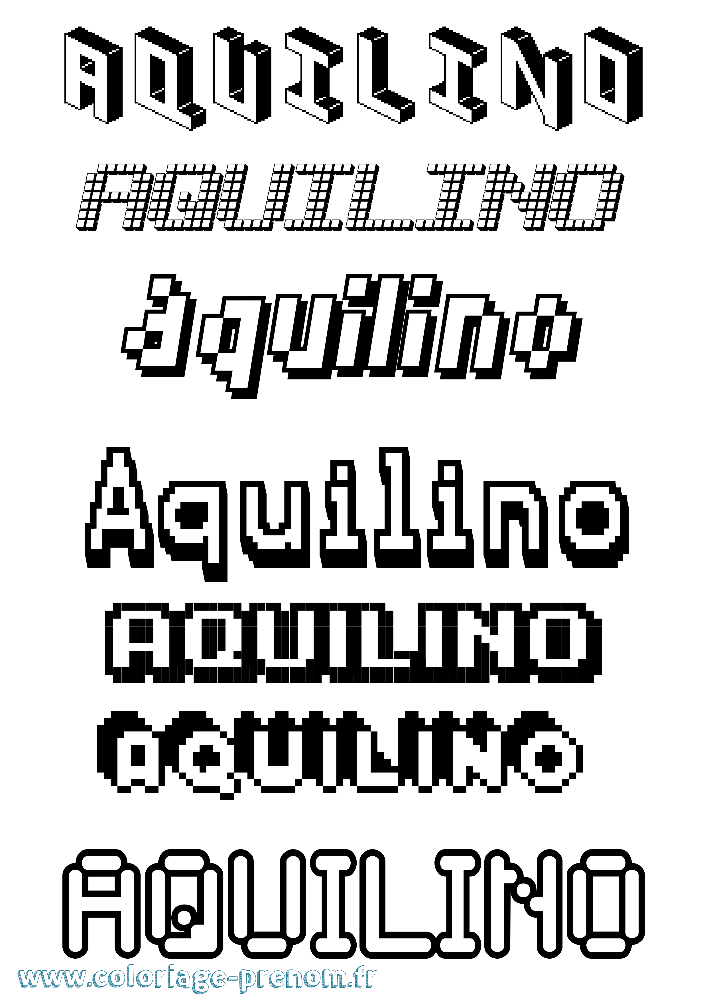 Coloriage Aquilino Pixel Coloriage prénom Aquilino Pixel