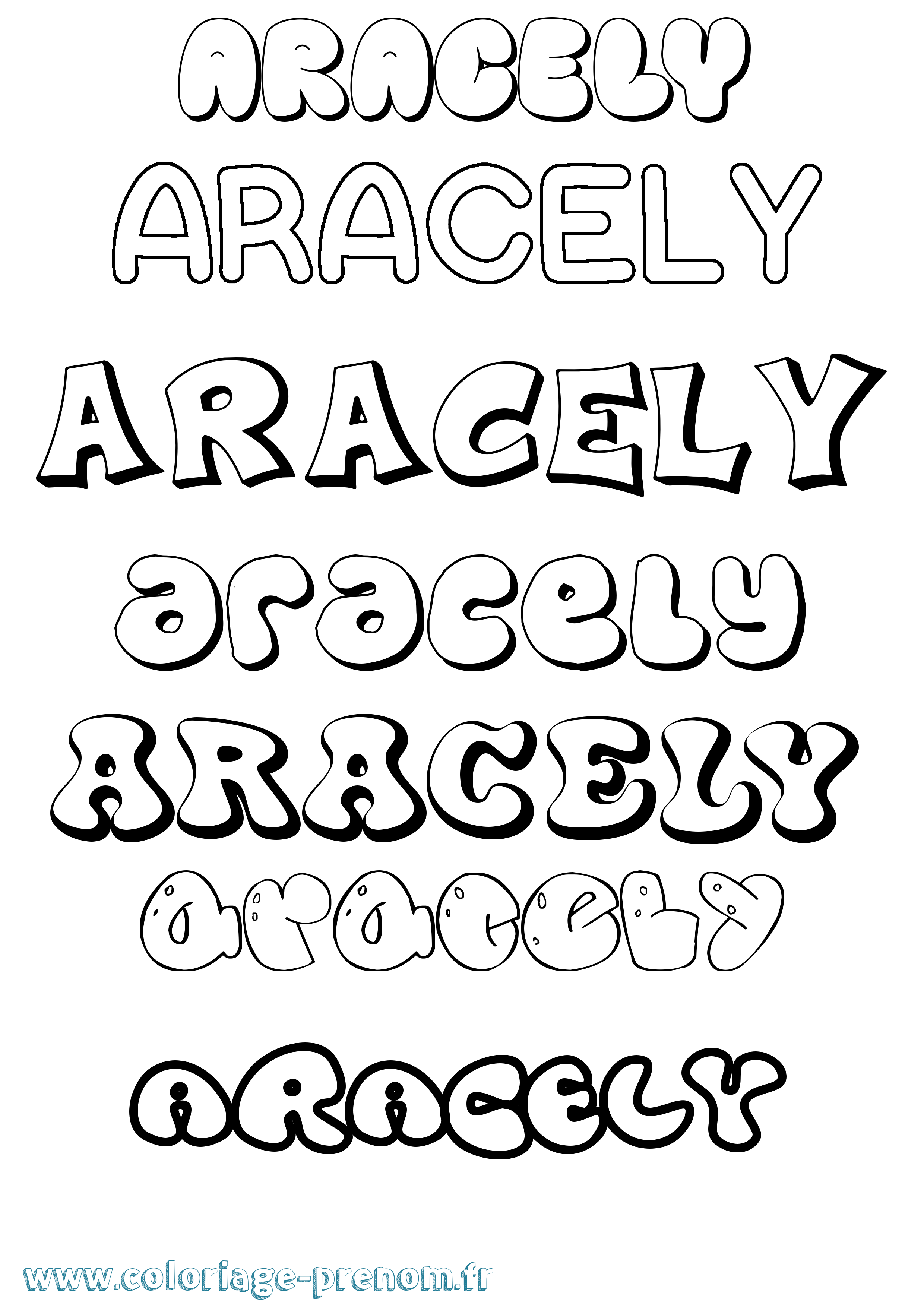 Coloriage Aracely Bubble Coloriage prénom Aracely Bubble