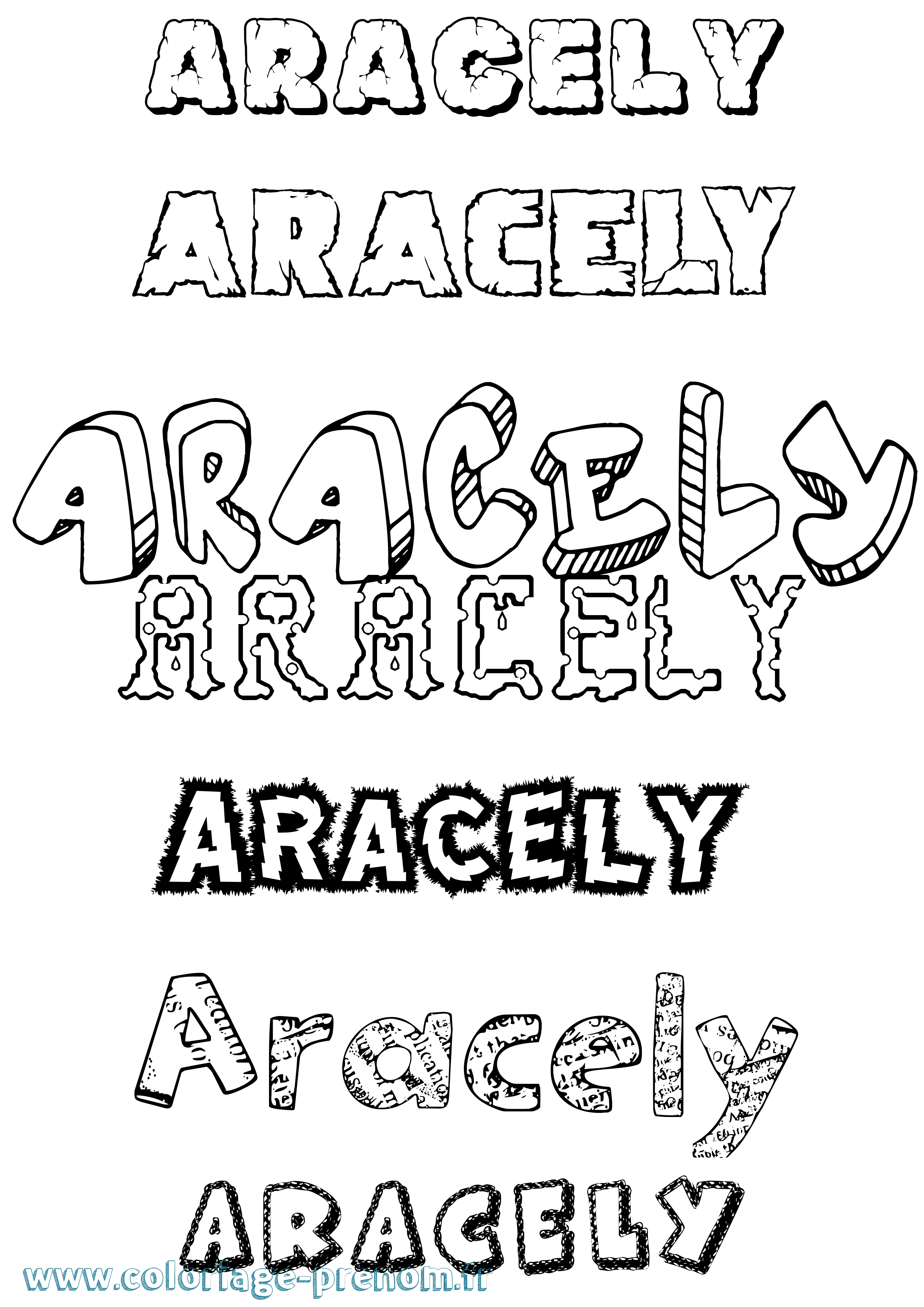Coloriage Aracely Destructuré Coloriage prénom Aracely Destructuré