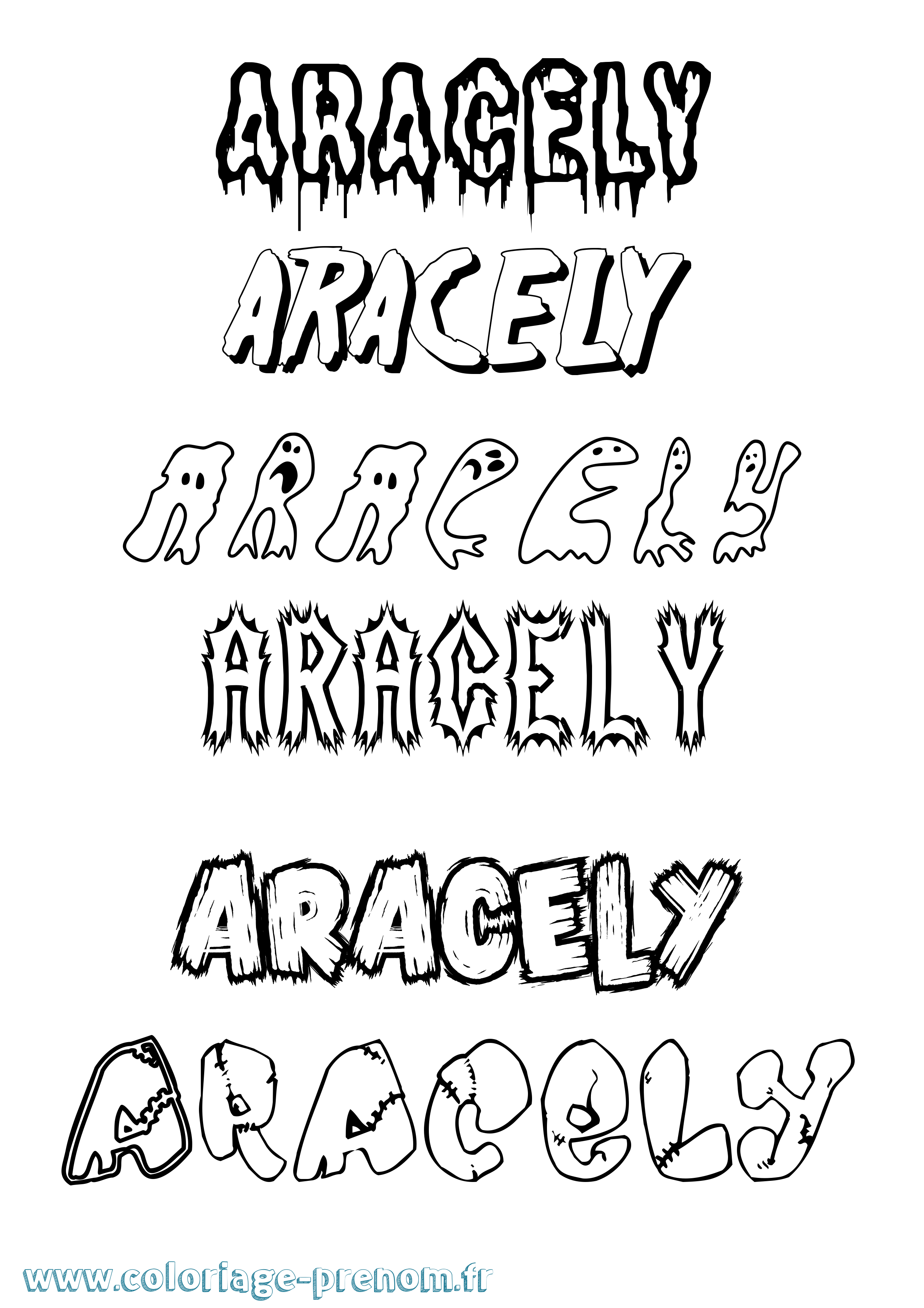 Coloriage Aracely Frisson Coloriage prénom Aracely Frisson