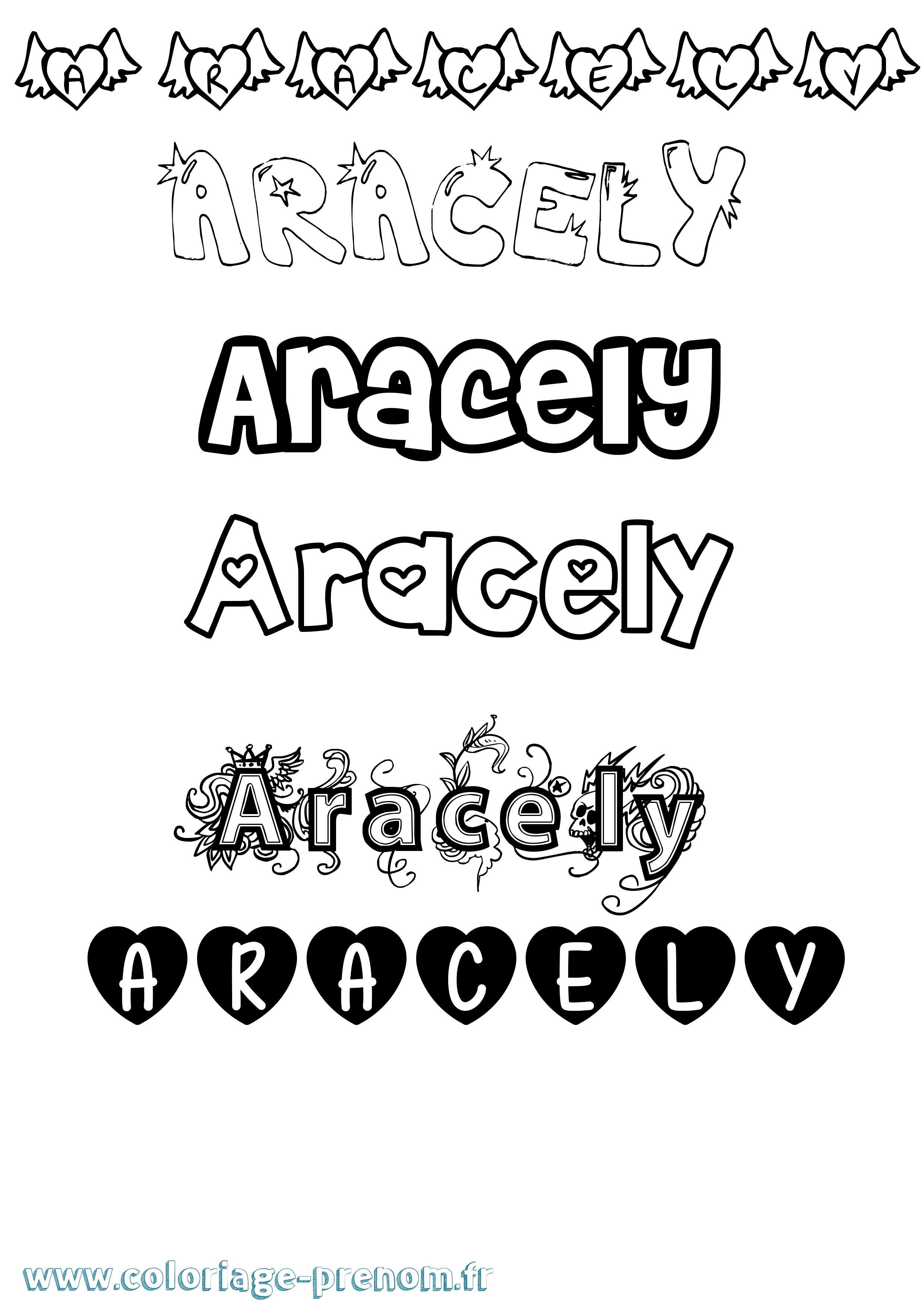 Coloriage Aracely Girly Coloriage prénom Aracely Girly