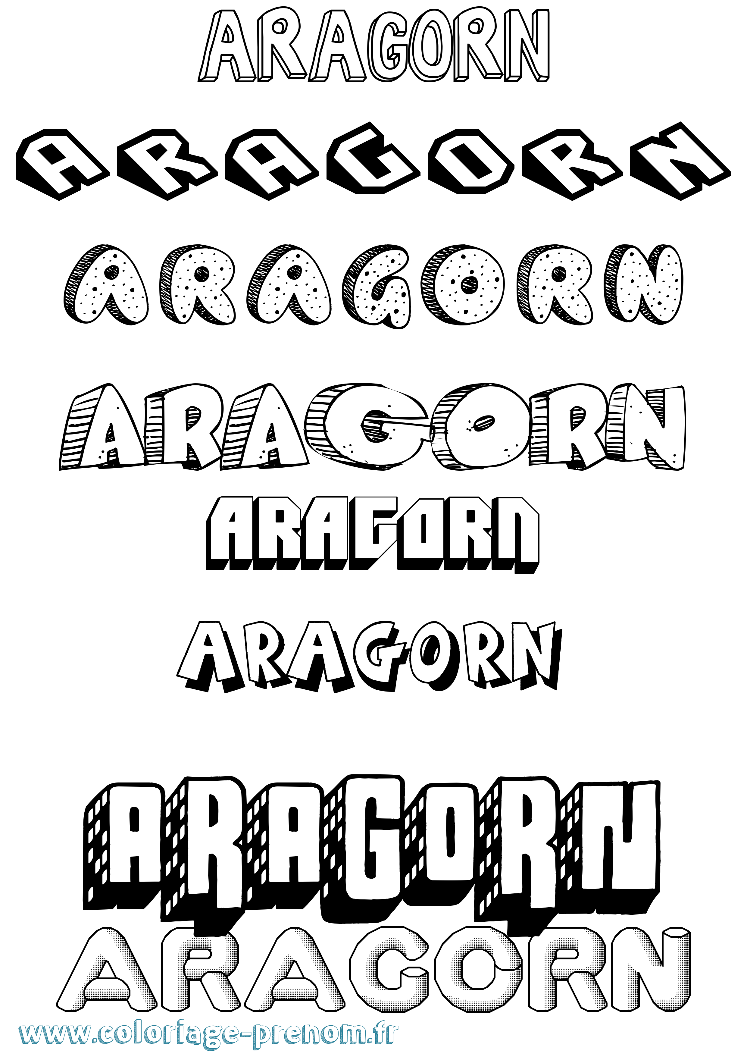 Coloriage Aragorn Effet 3D Coloriage prénom Aragorn Effet 3D