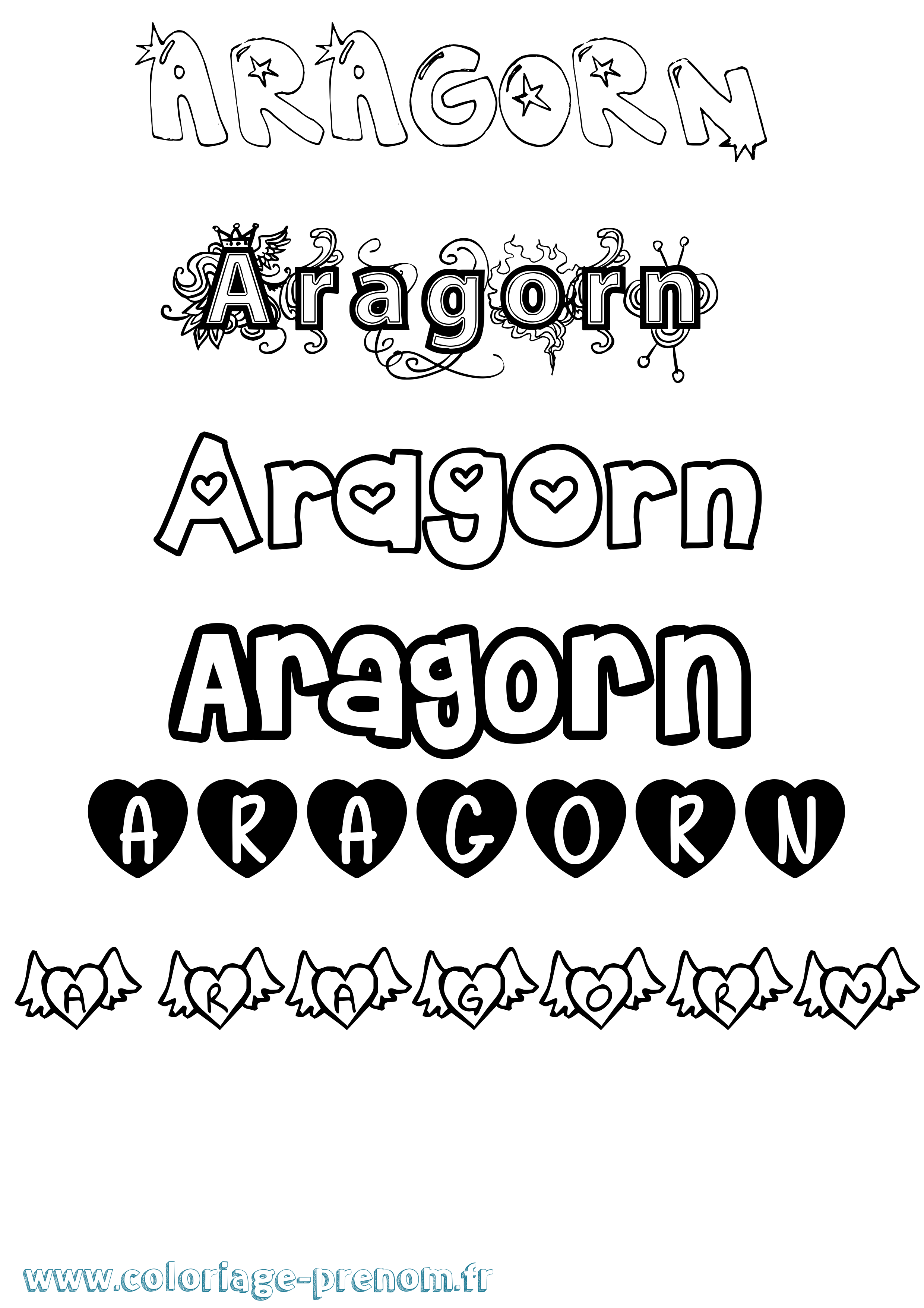 Coloriage Aragorn Girly Coloriage prénom Aragorn Girly