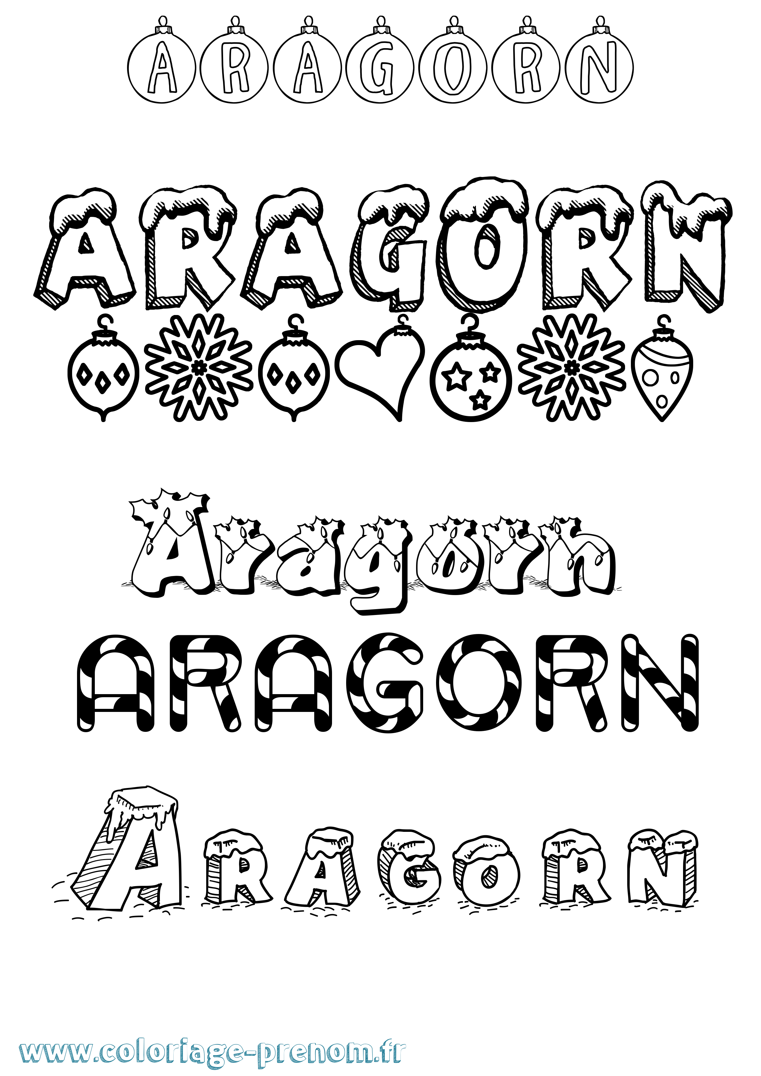 Coloriage Aragorn Noël Coloriage prénom Aragorn Noël