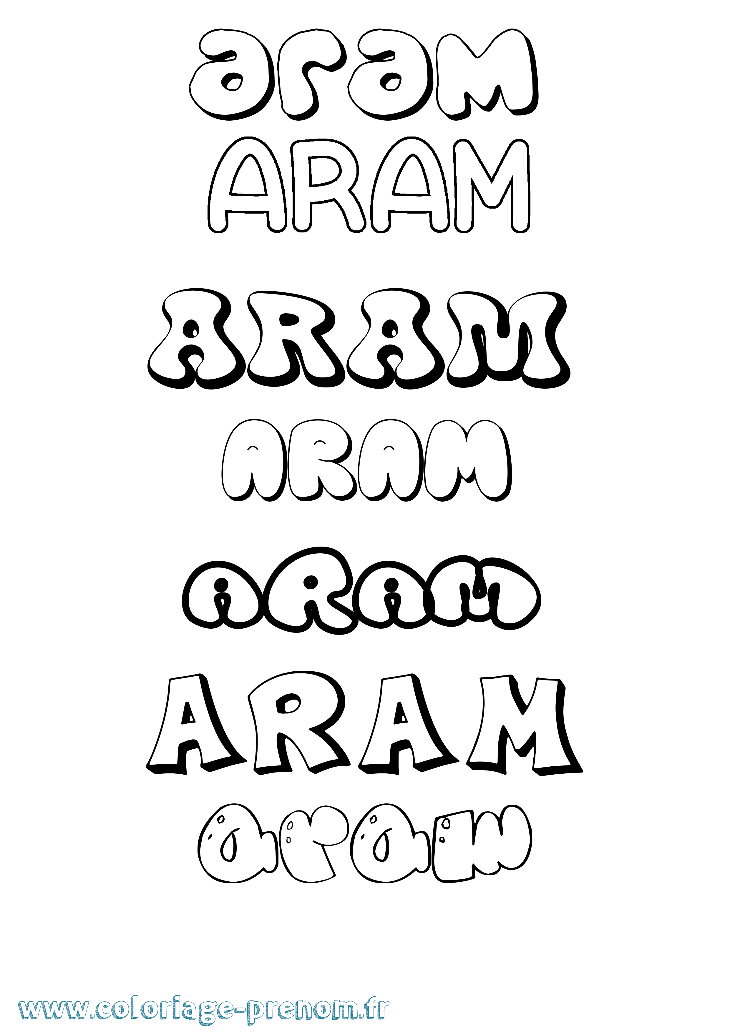 Coloriage Aram Bubble Coloriage prénom Aram Bubble