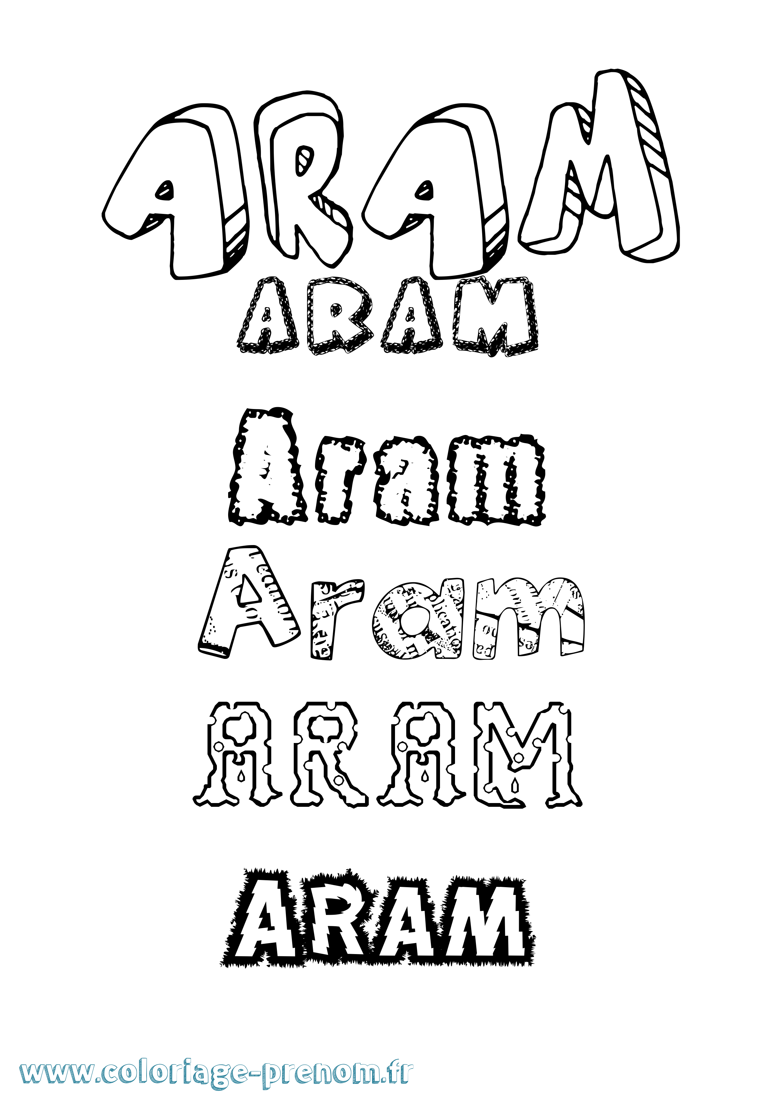 Coloriage Aram Destructuré Coloriage prénom Aram Destructuré