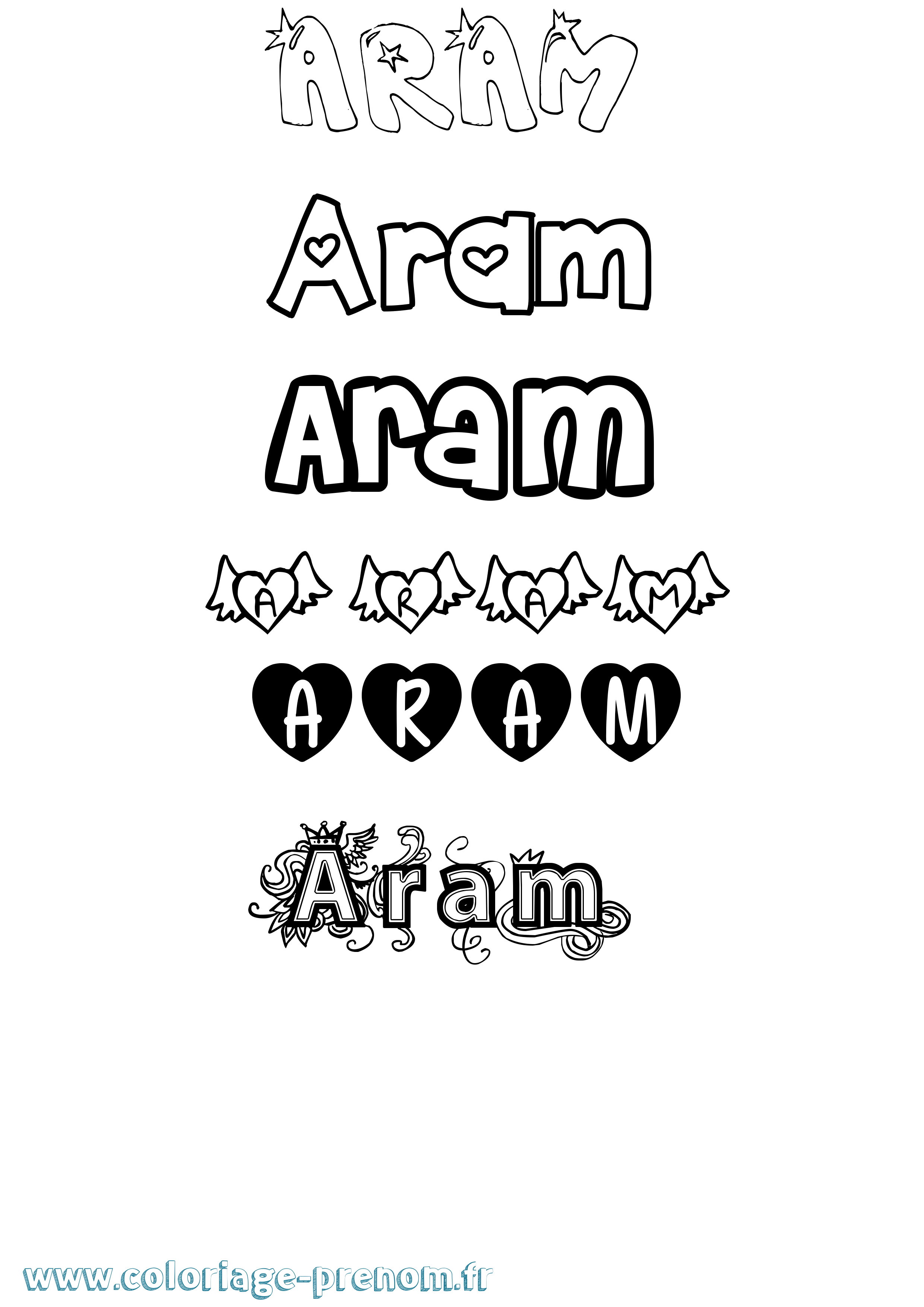 Coloriage Aram Girly Coloriage prénom Aram Girly