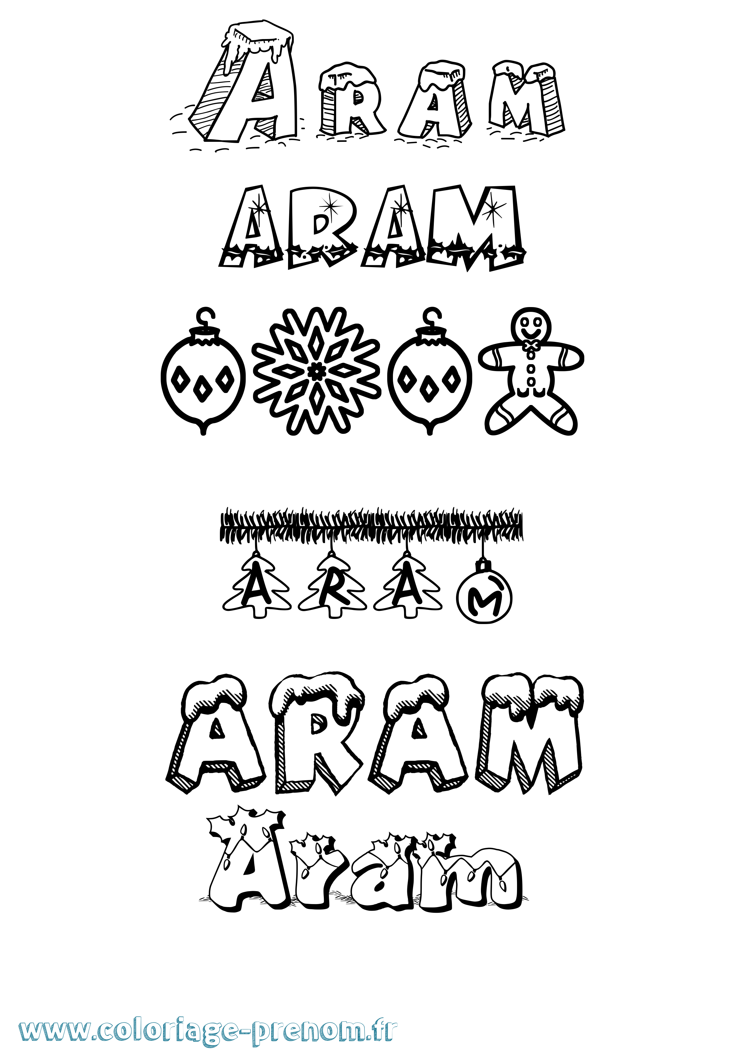 Coloriage Aram Noël Coloriage prénom Aram Noël