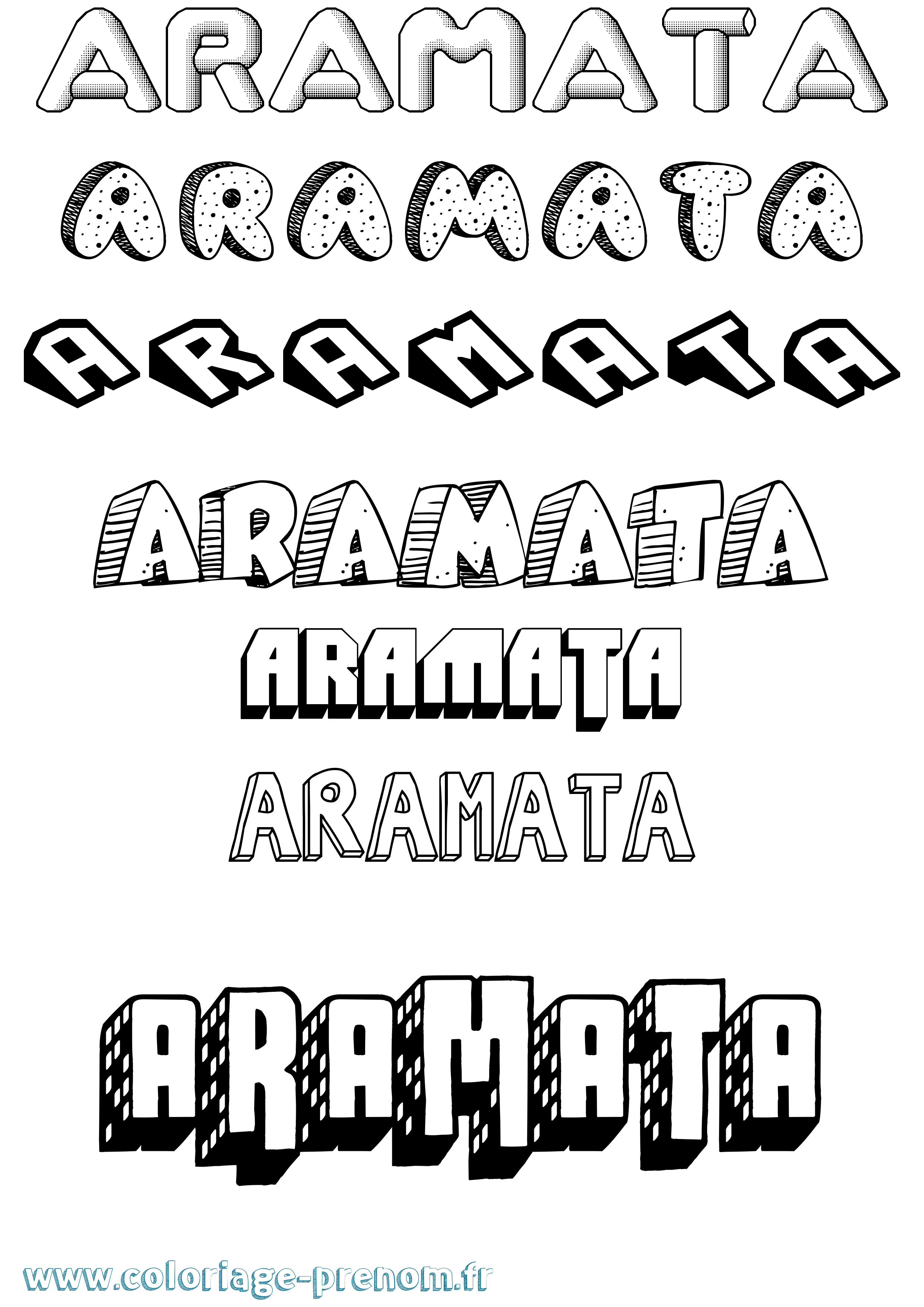 Coloriage Aramata Effet 3D Coloriage prénom Aramata Effet 3D