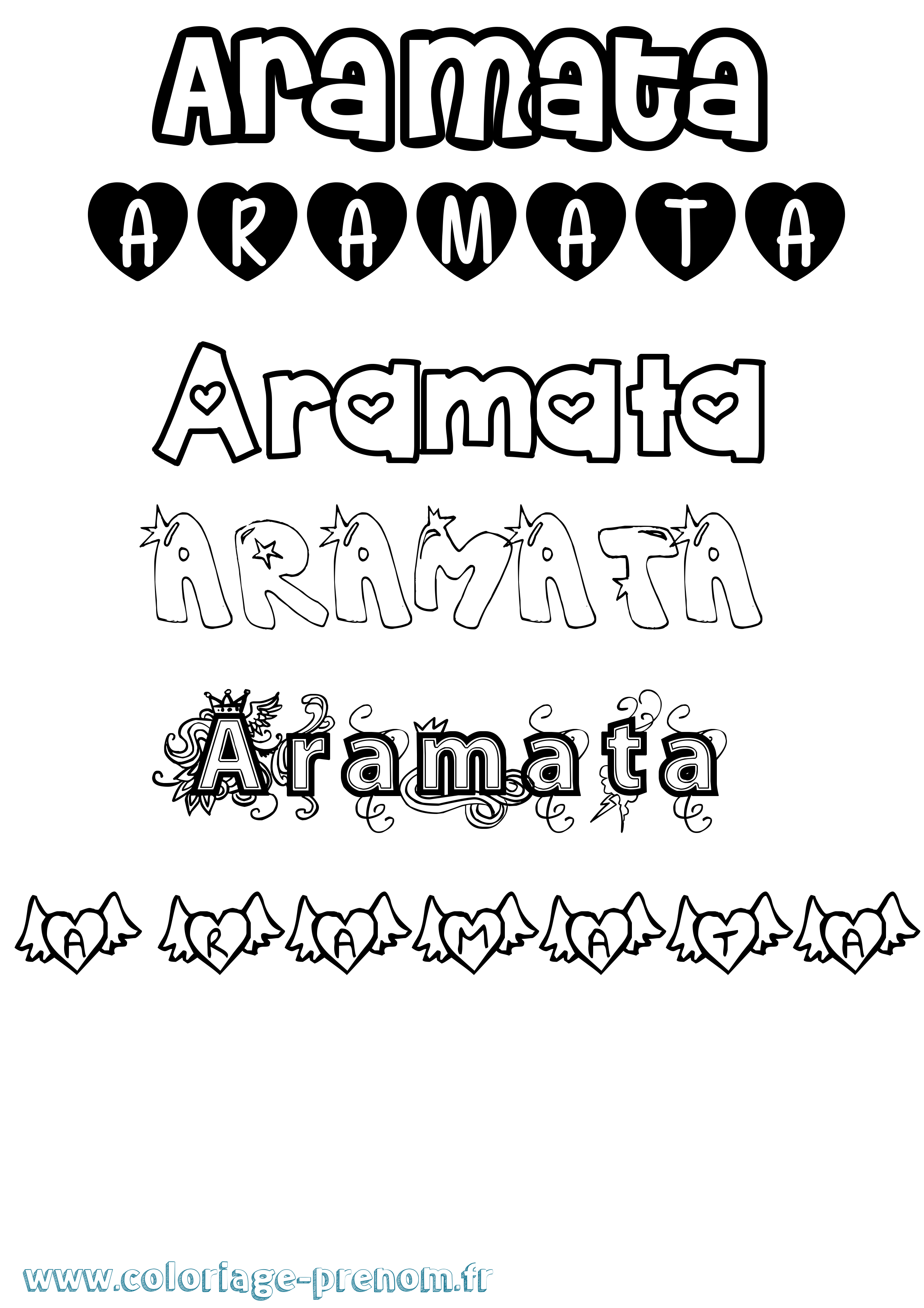 Coloriage Aramata Girly Coloriage prénom Aramata Girly
