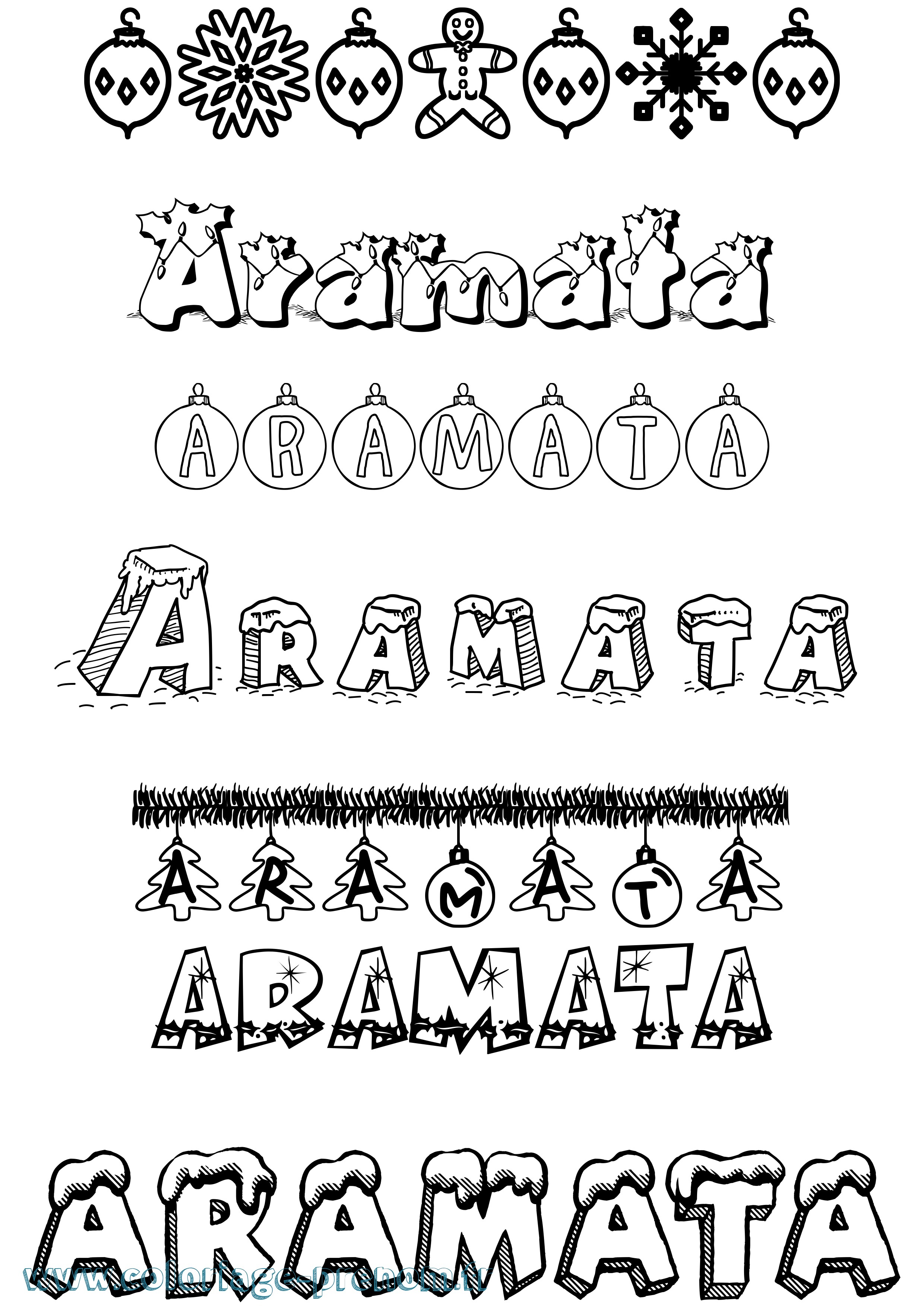 Coloriage Aramata Noël Coloriage prénom Aramata Noël