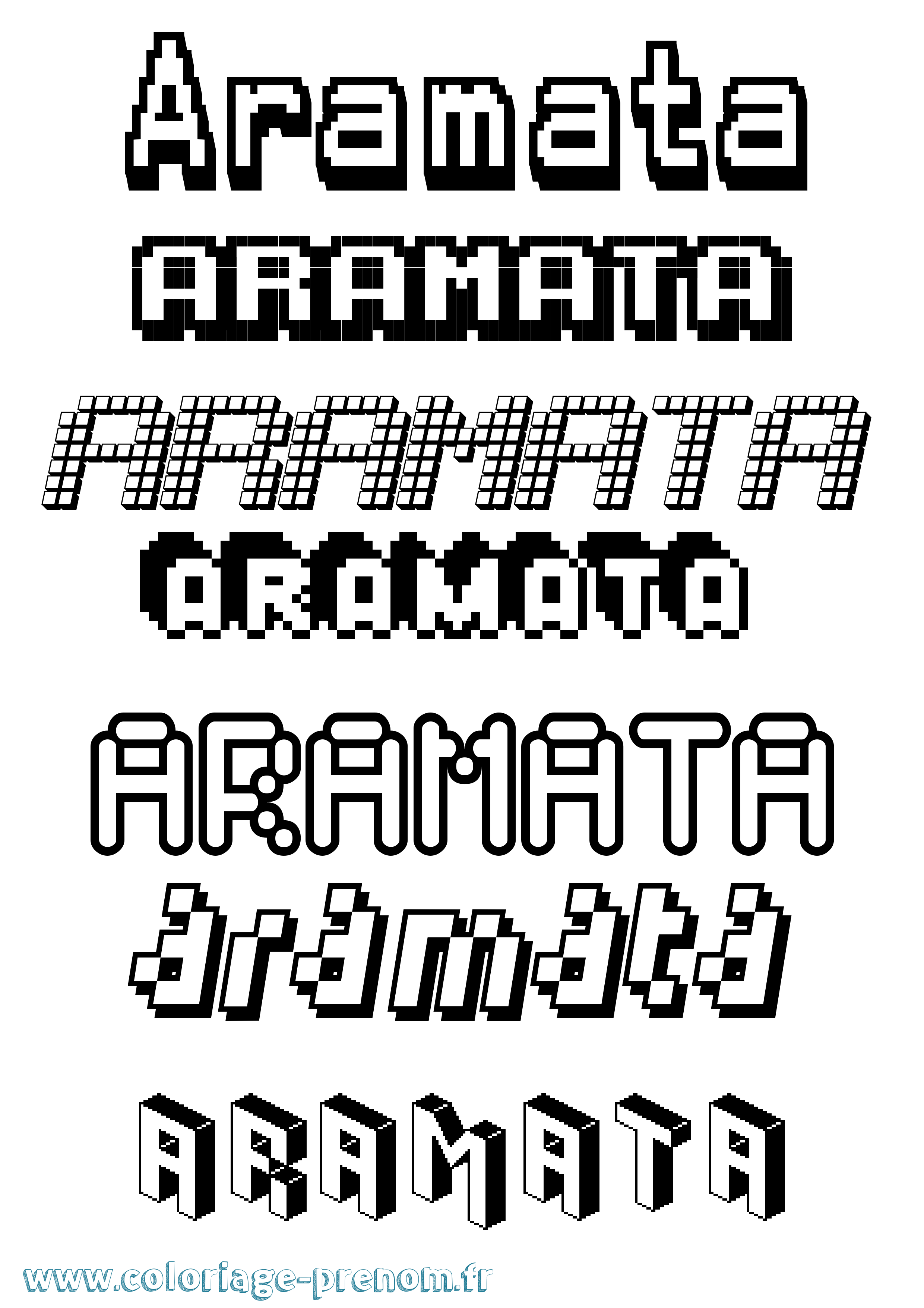 Coloriage Aramata Pixel Coloriage prénom Aramata Pixel
