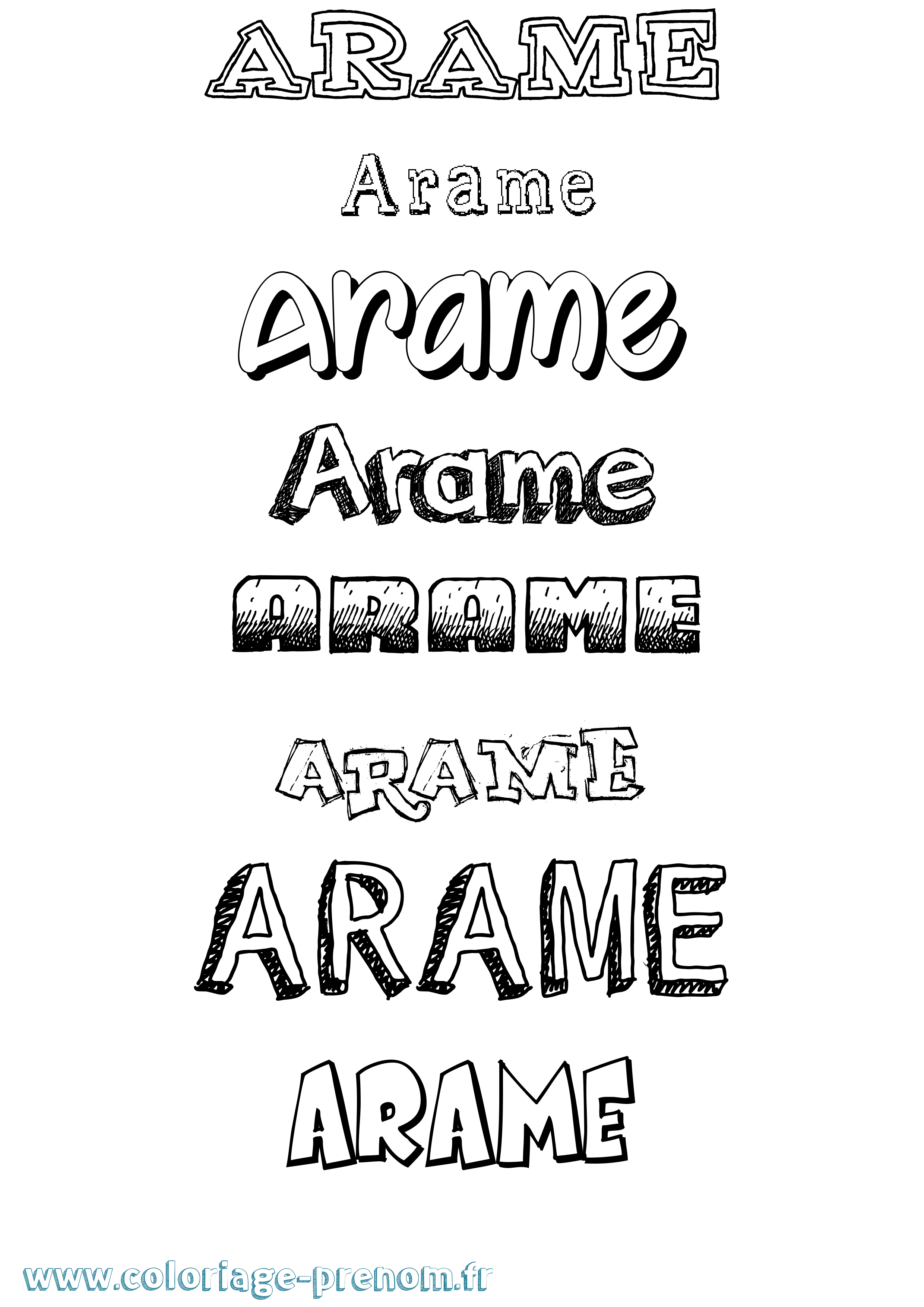 Coloriage Arame Dessiné Coloriage prénom Arame Dessiné