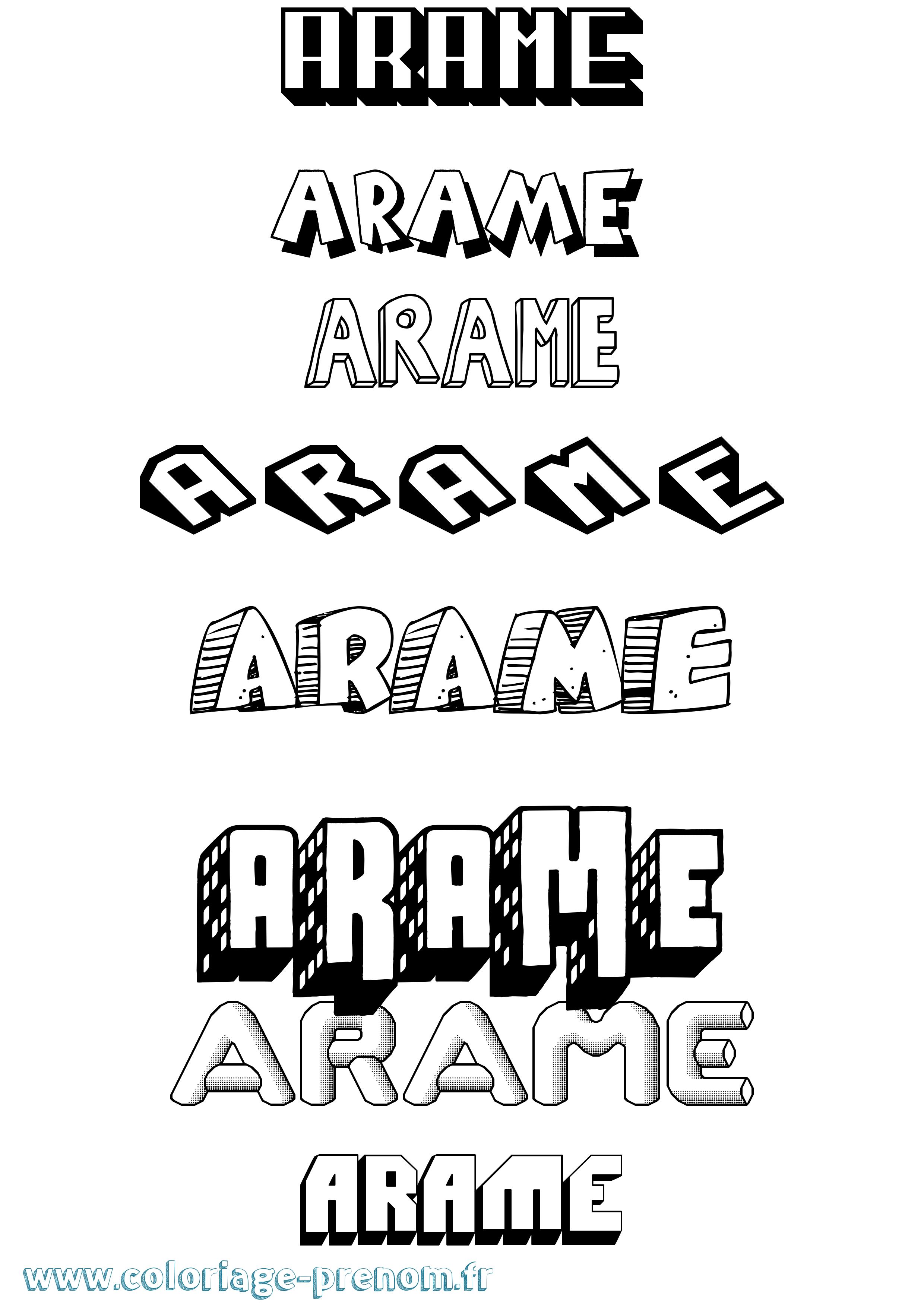 Coloriage Arame Effet 3D Coloriage prénom Arame Effet 3D