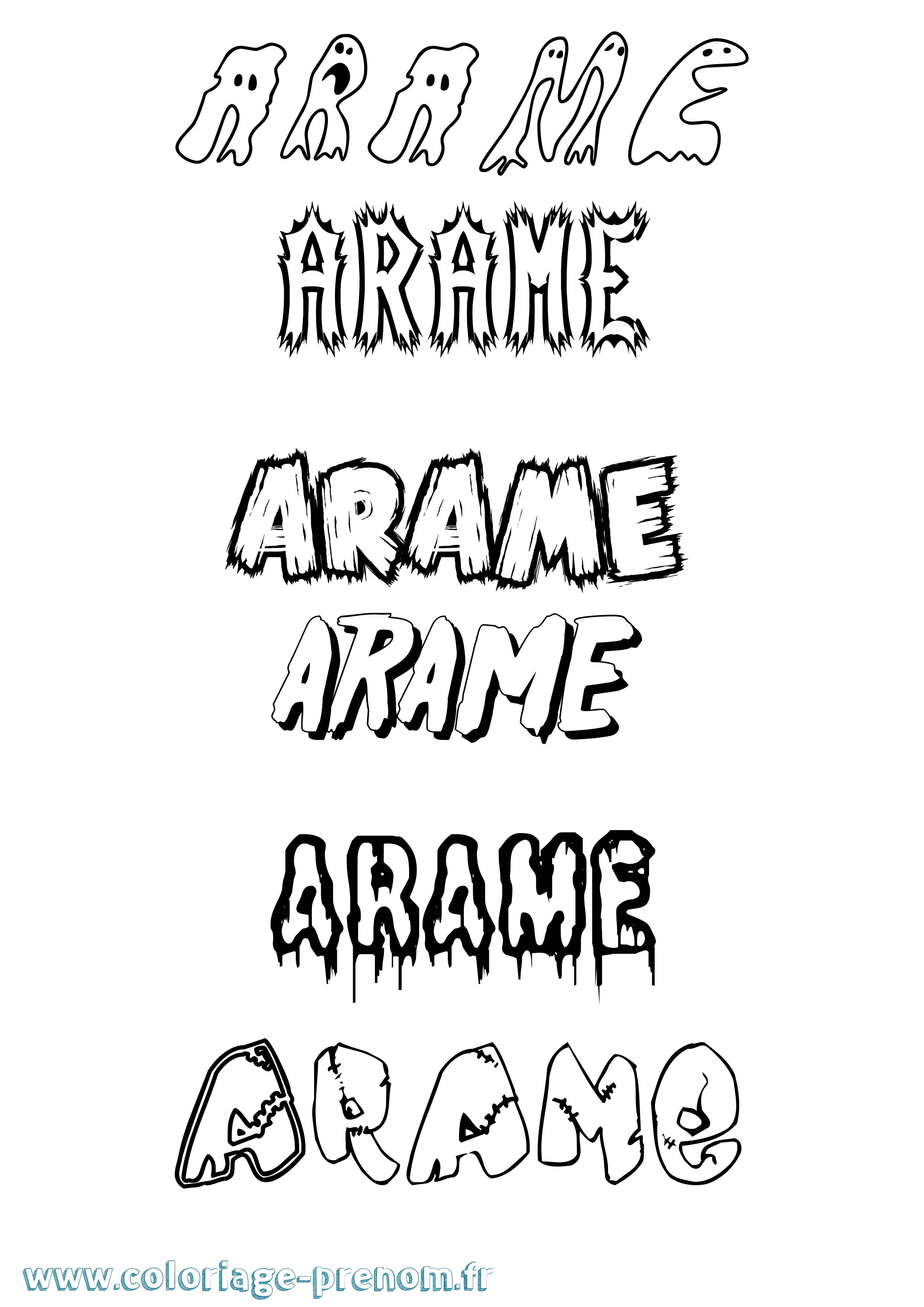 Coloriage Arame Frisson Coloriage prénom Arame Frisson