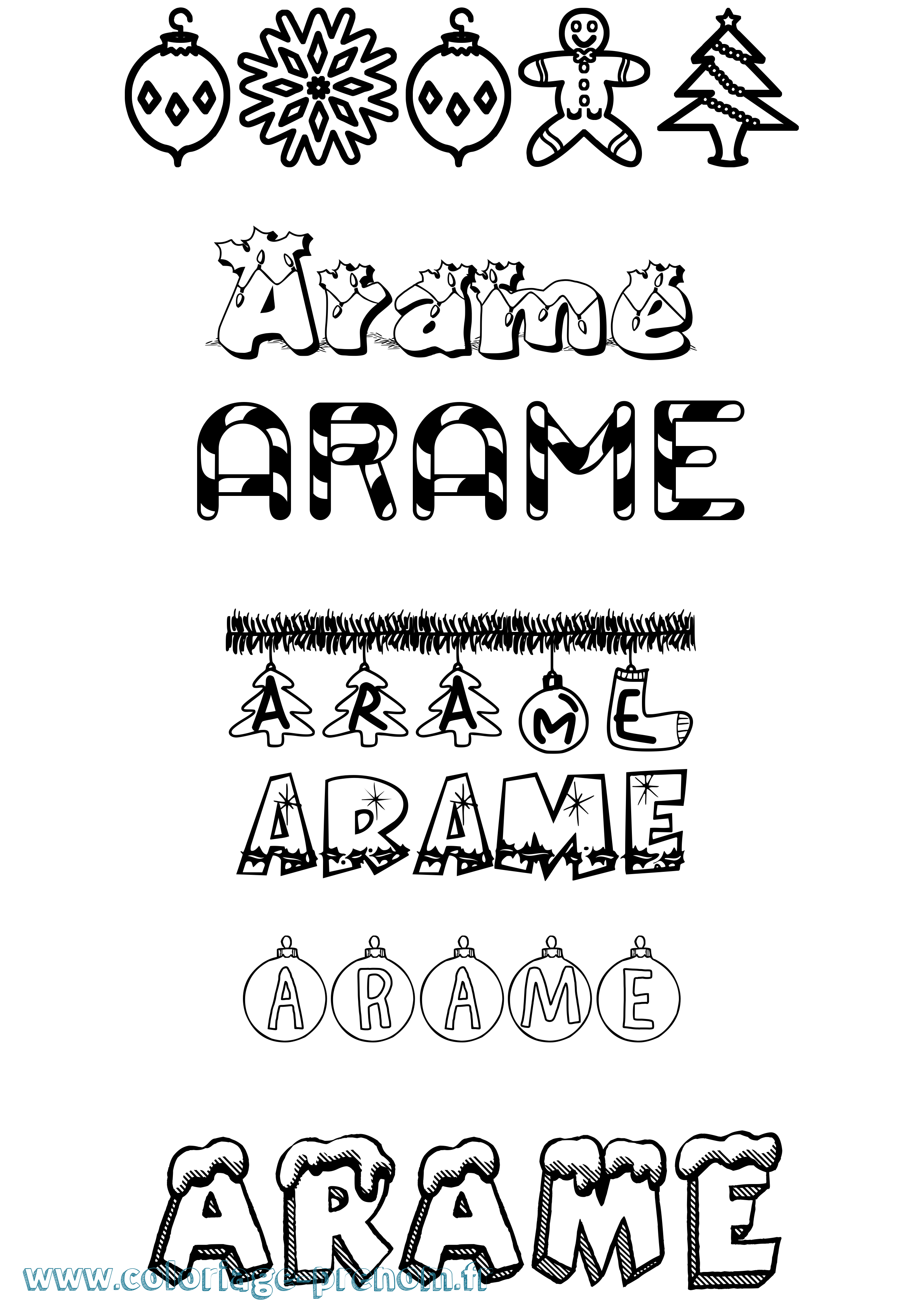Coloriage Arame Noël Coloriage prénom Arame Noël