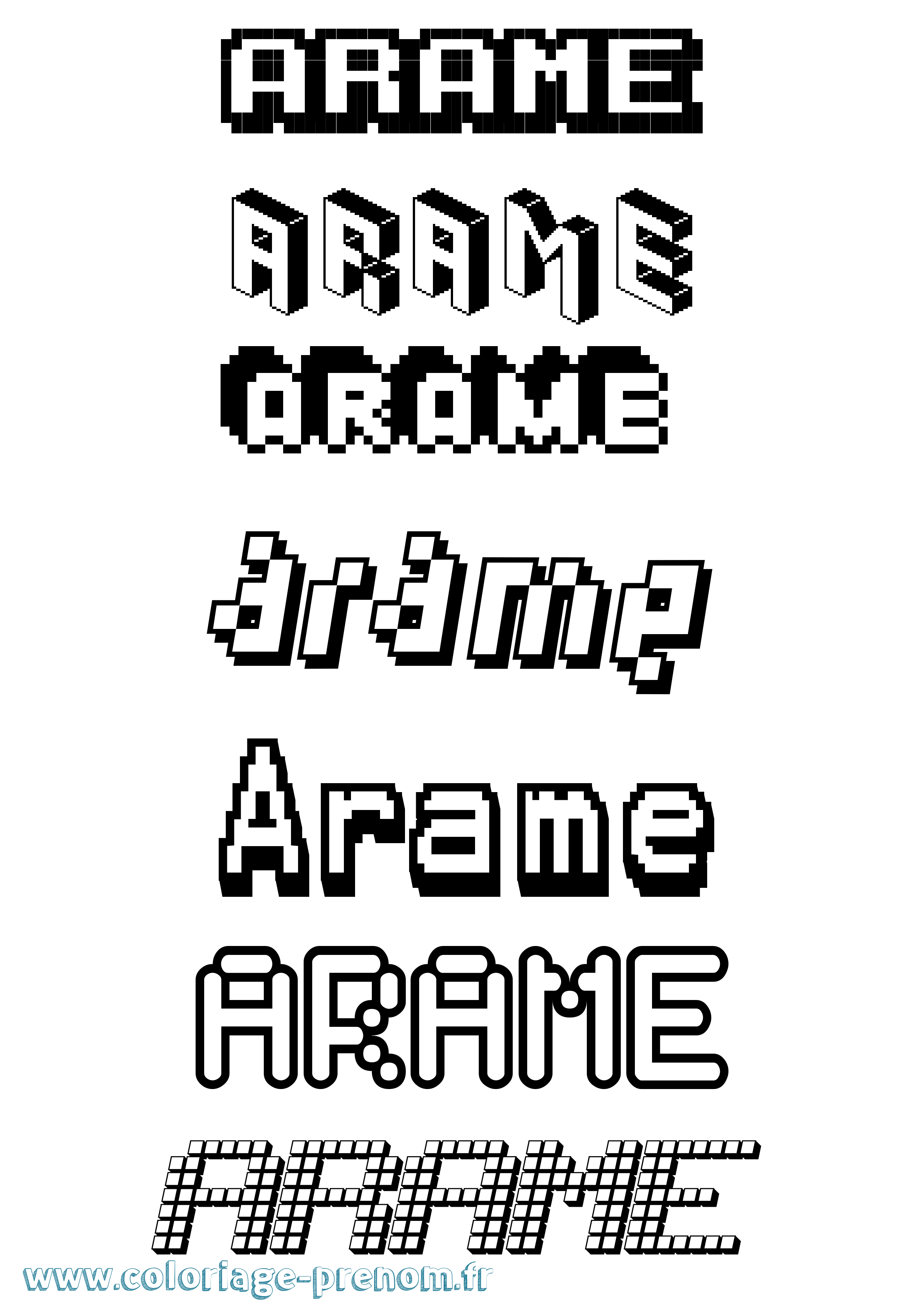 Coloriage Arame Pixel Coloriage prénom Arame Pixel