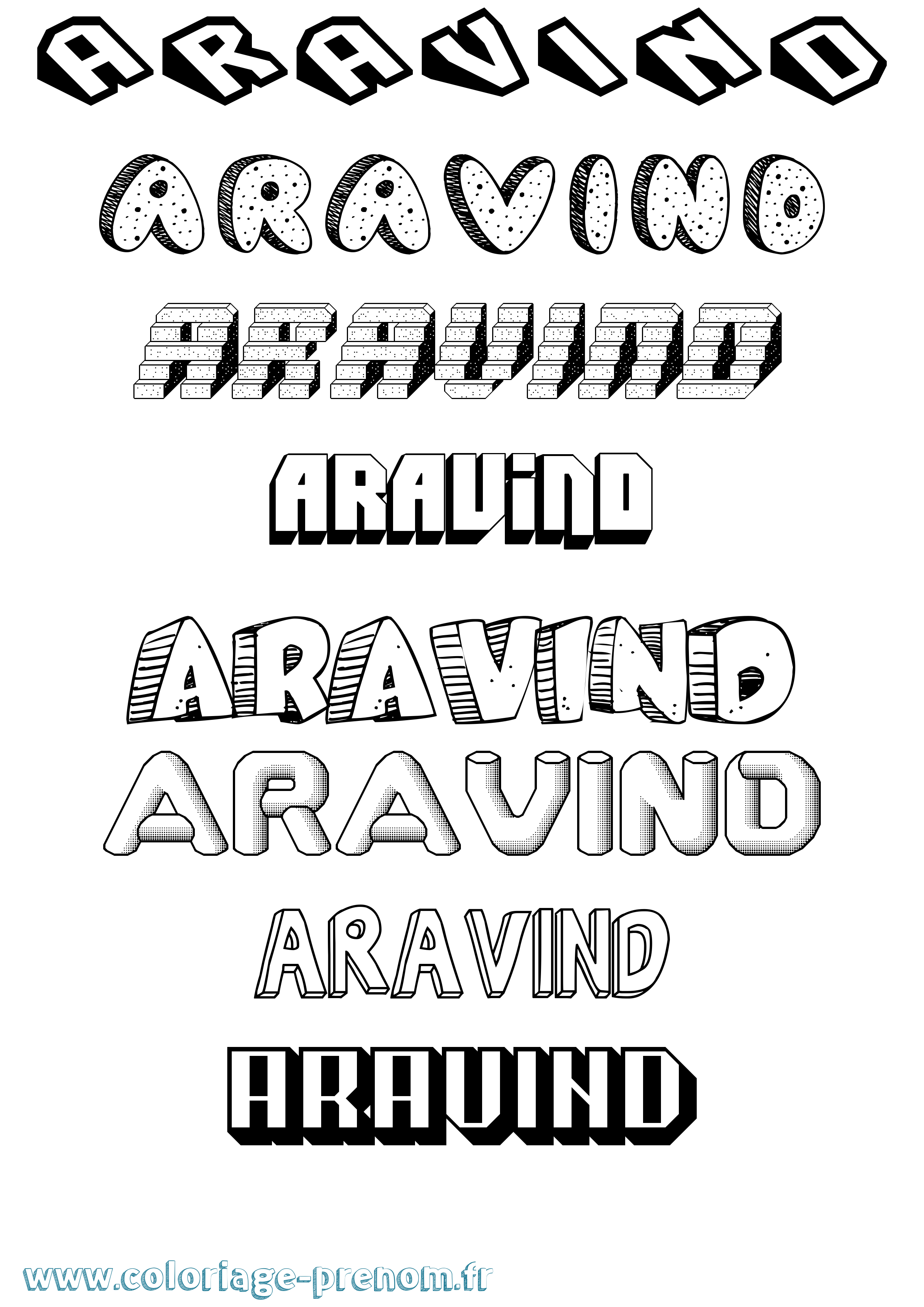 Coloriage Aravind Effet 3D Coloriage prénom Aravind Effet 3D