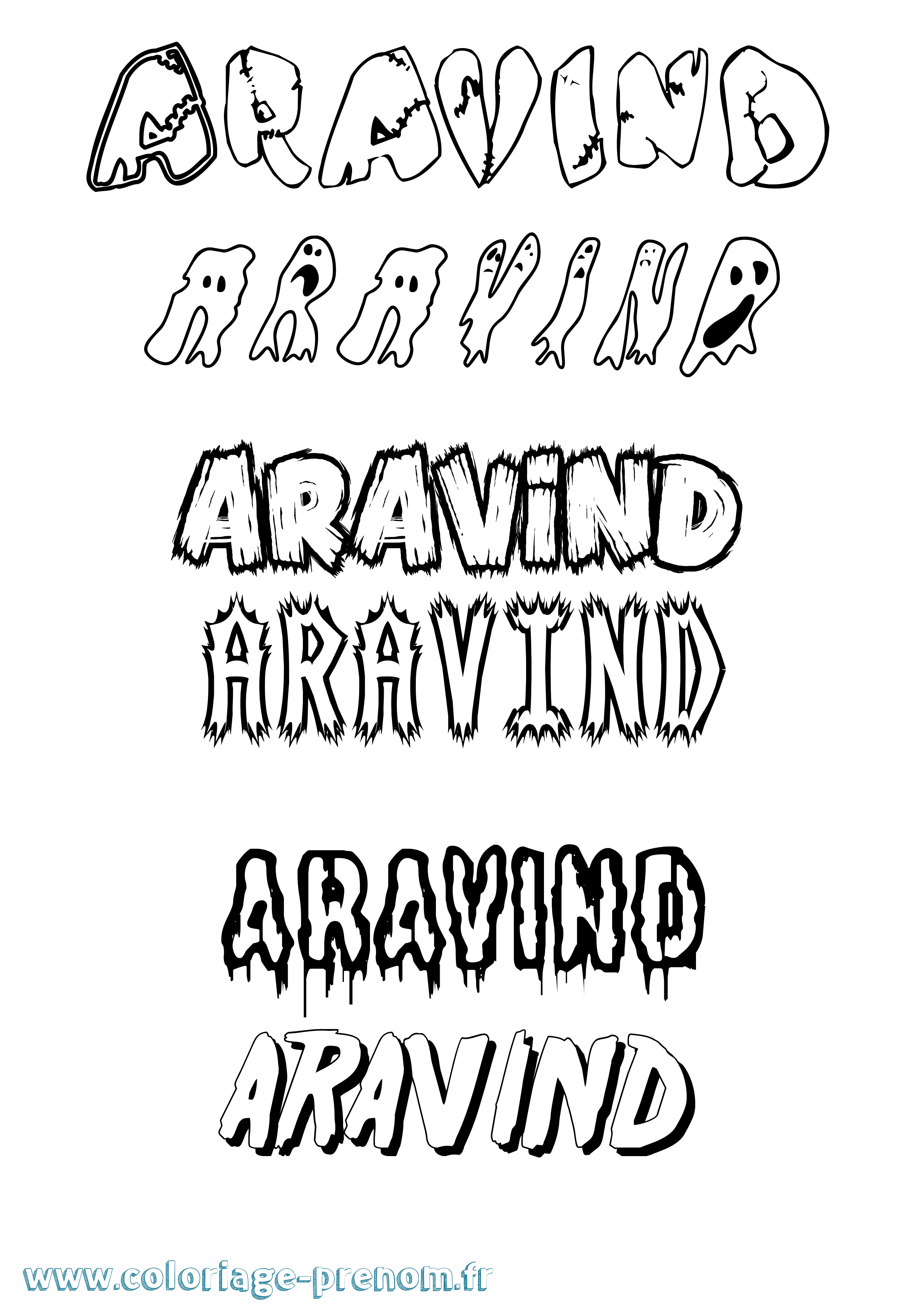 Coloriage Aravind Frisson Coloriage prénom Aravind Frisson