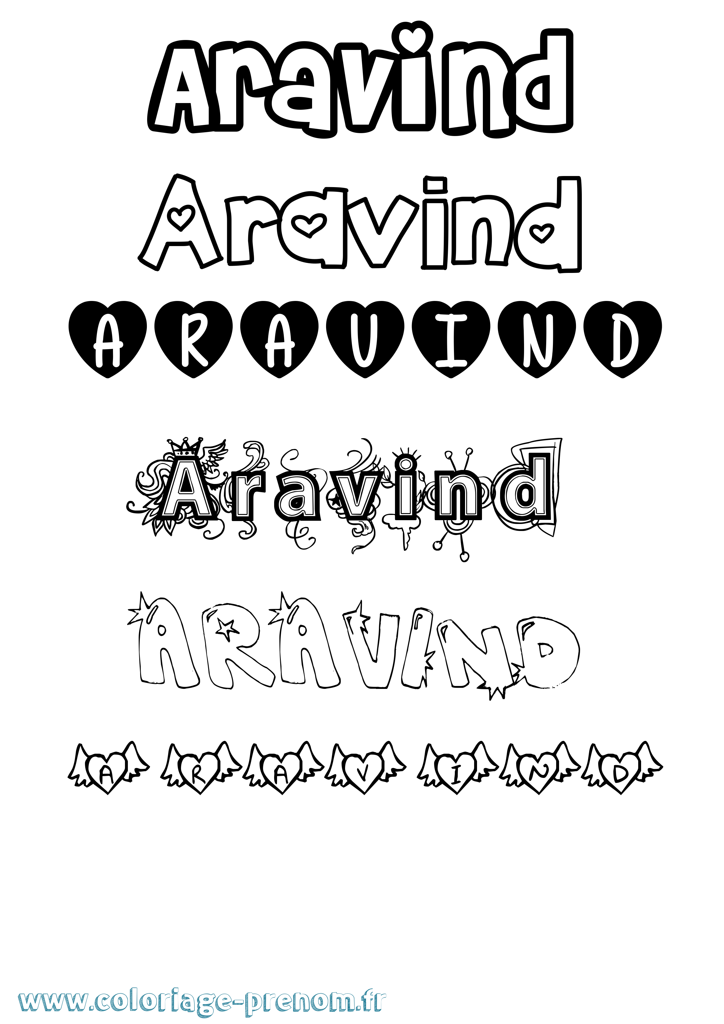 Coloriage Aravind Girly Coloriage prénom Aravind Girly