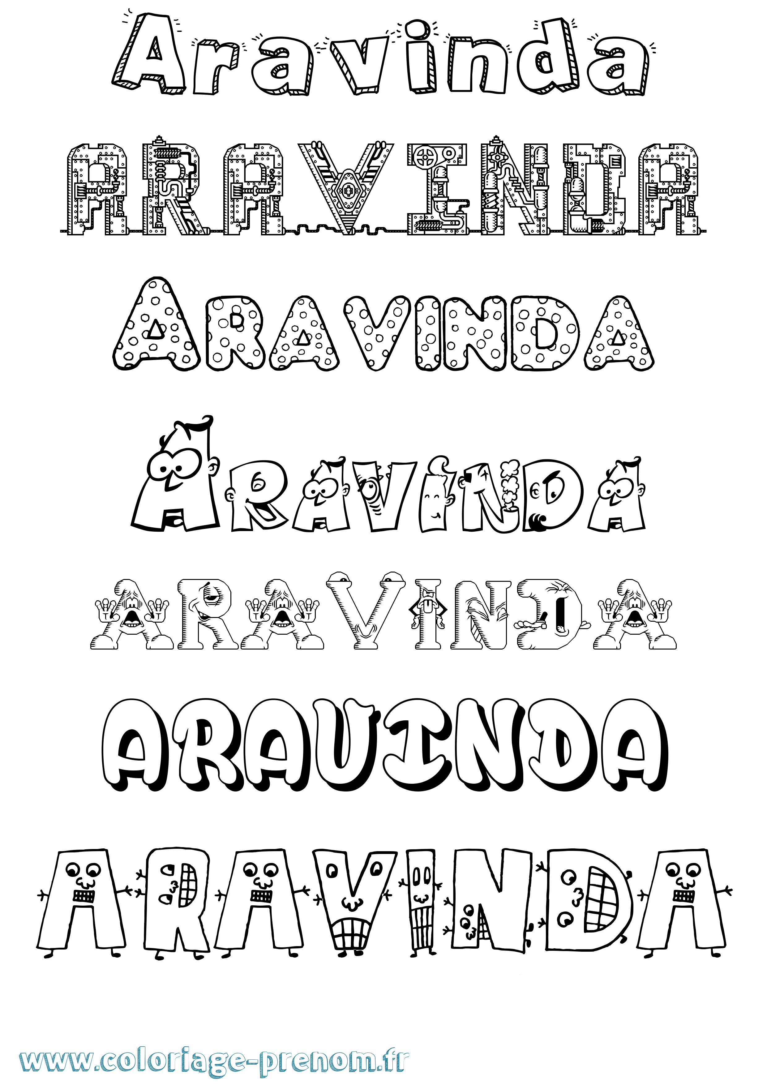 Coloriage Aravinda Fun Coloriage prénom Aravinda Fun