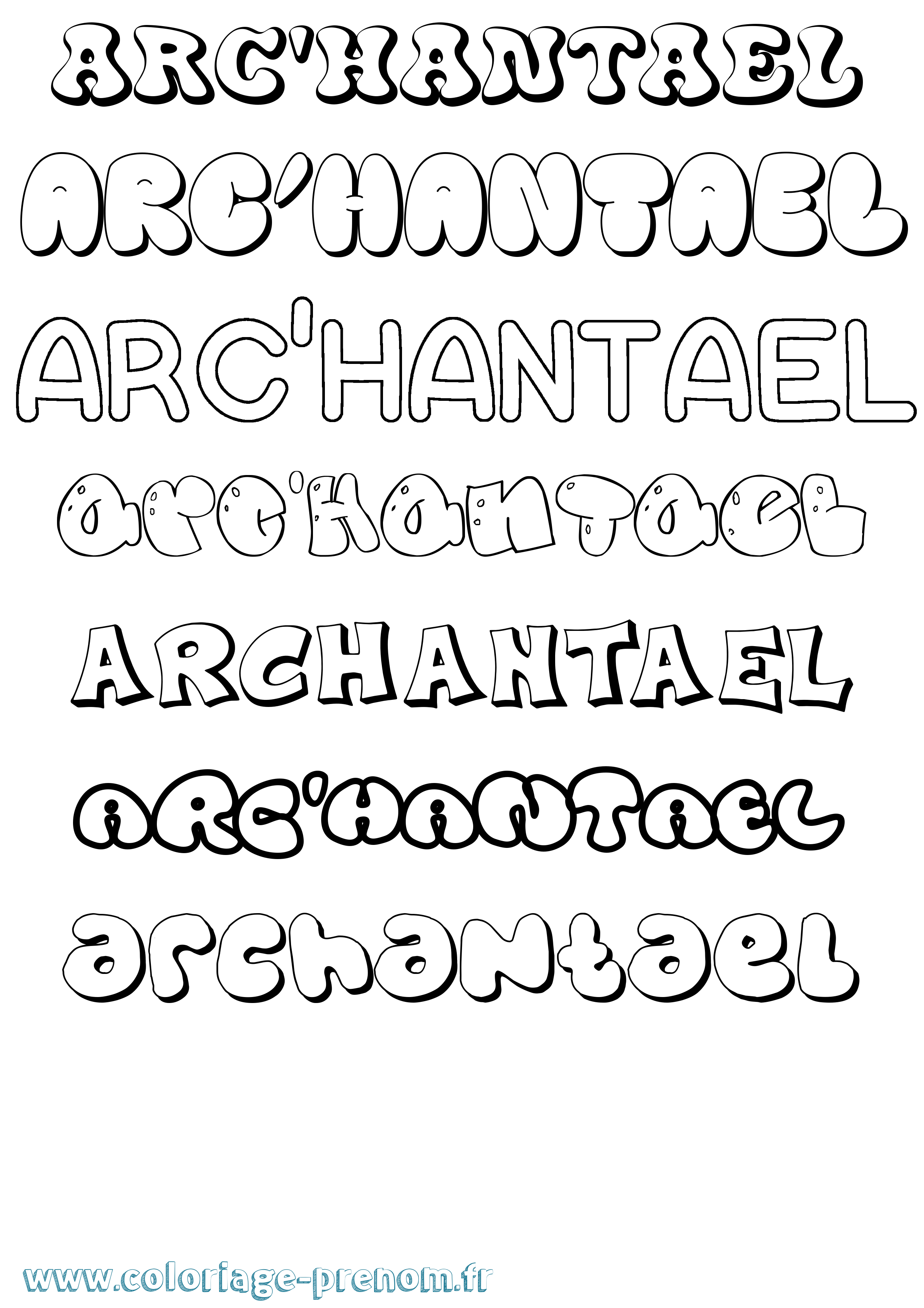 Coloriage Arc'Hantael Bubble Coloriage prénom Arc'Hantael Bubble