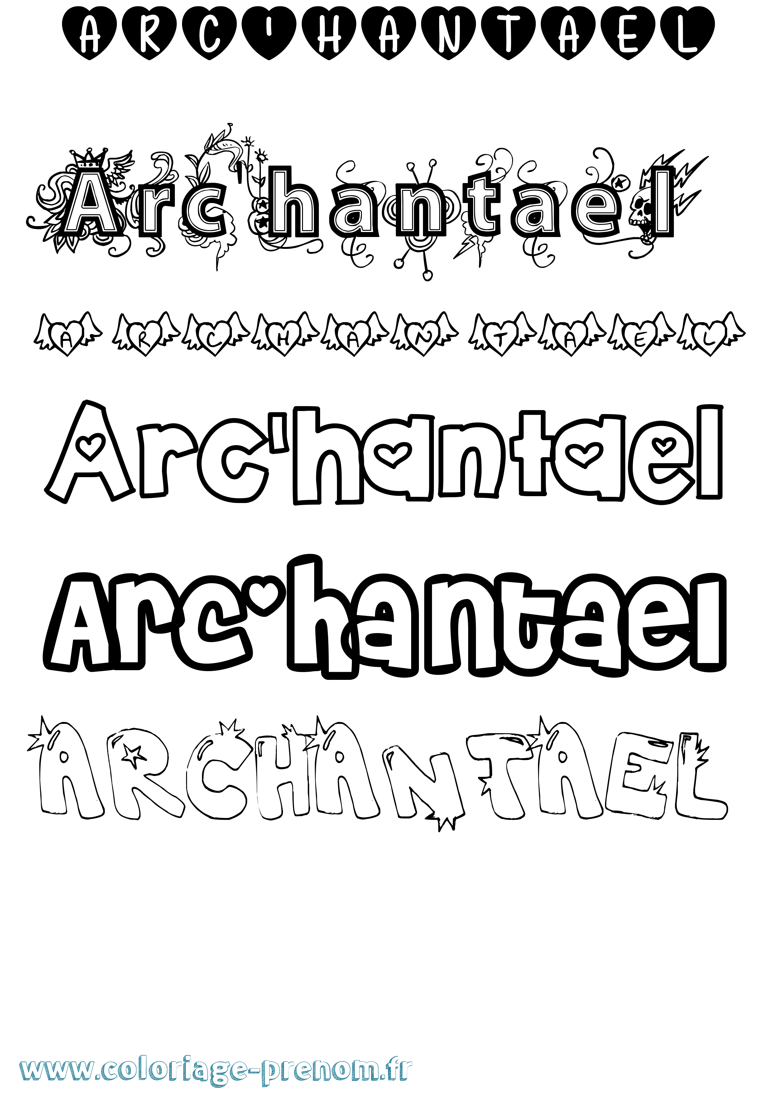 Coloriage Arc'Hantael Girly Coloriage prénom Arc'Hantael Girly