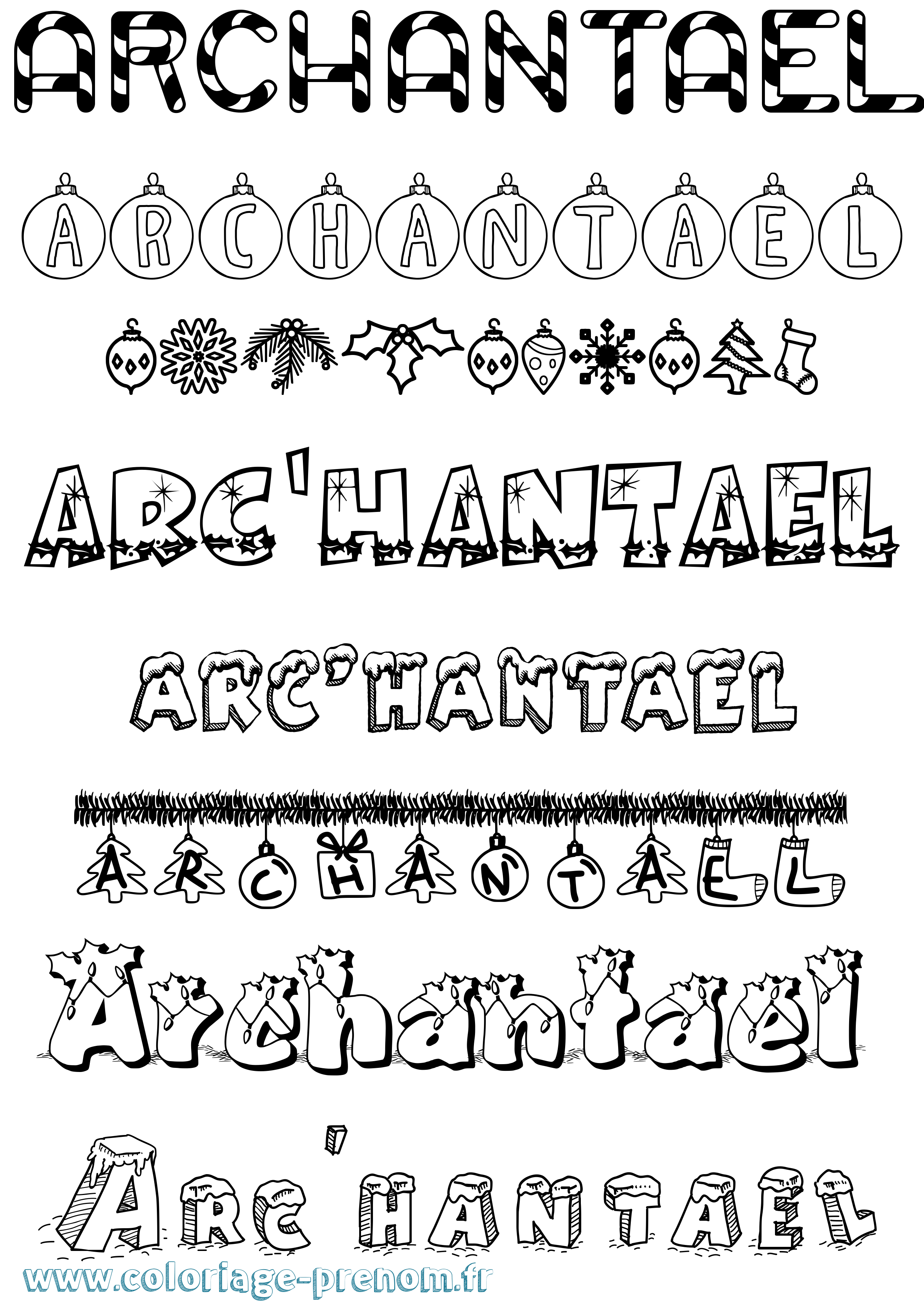 Coloriage Arc'Hantael Noël Coloriage prénom Arc'Hantael Noël