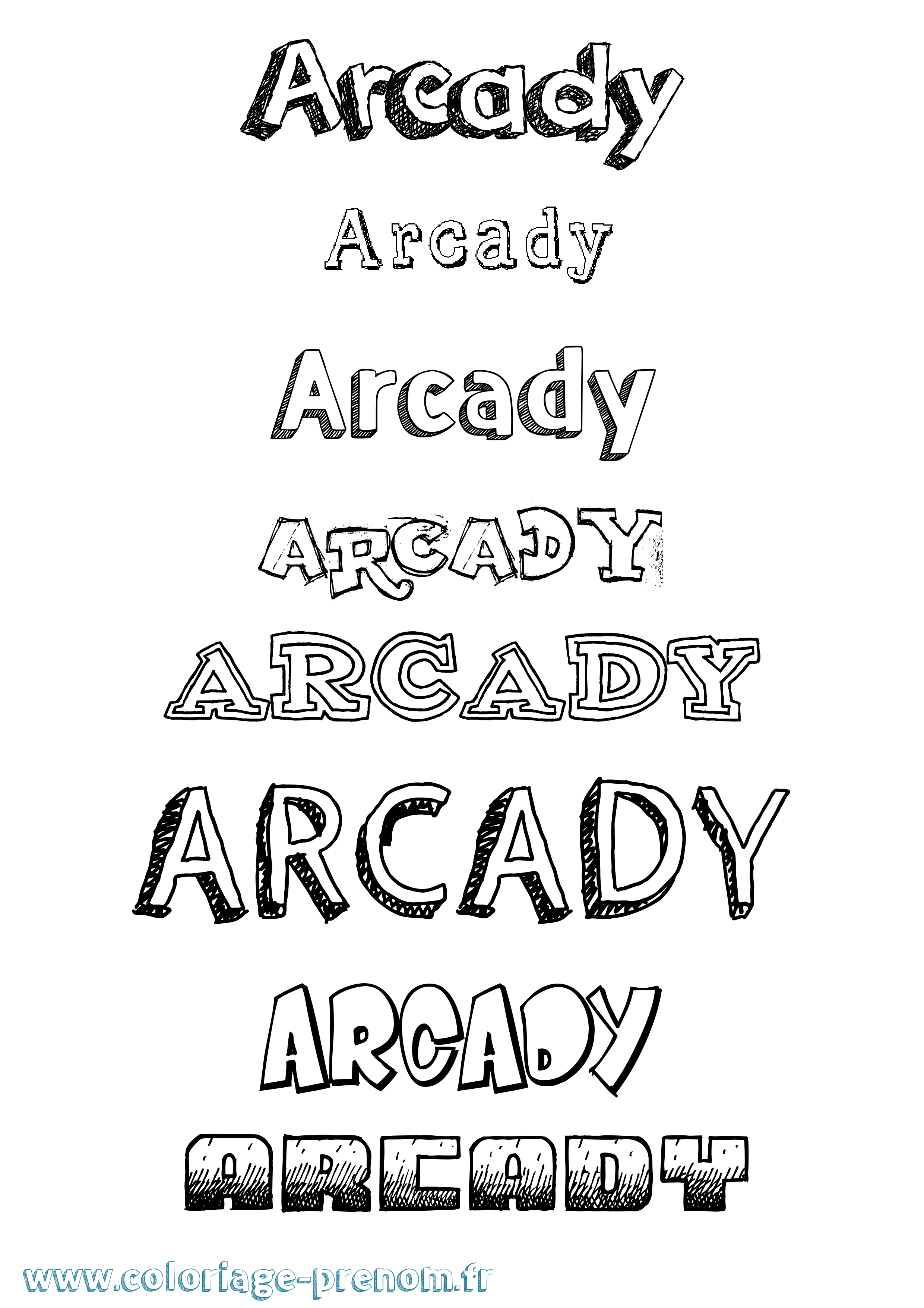 Coloriage Arcady Dessiné Coloriage prénom Arcady Dessiné