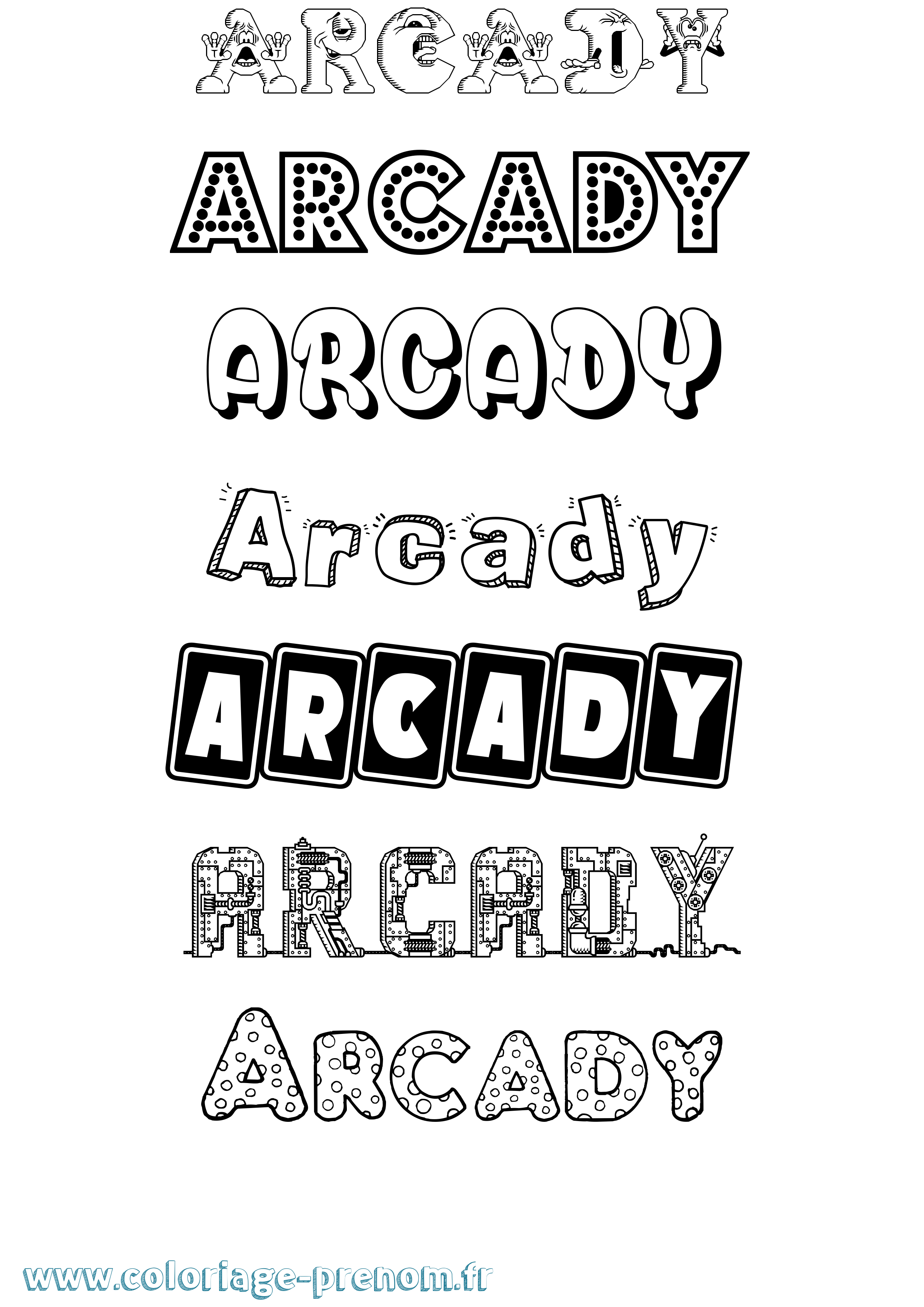 Coloriage Arcady Fun Coloriage prénom Arcady Fun