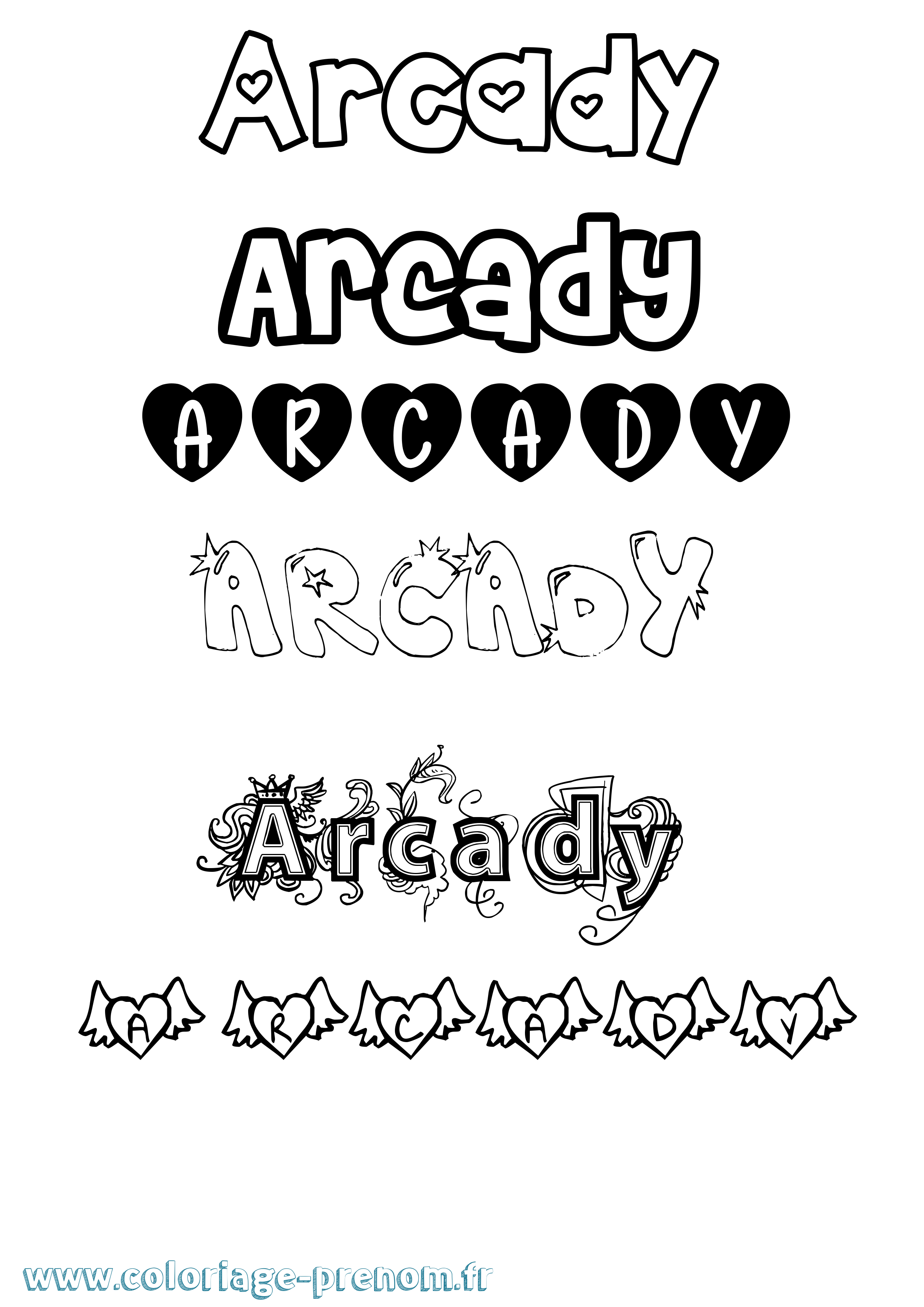 Coloriage Arcady Girly Coloriage prénom Arcady Girly