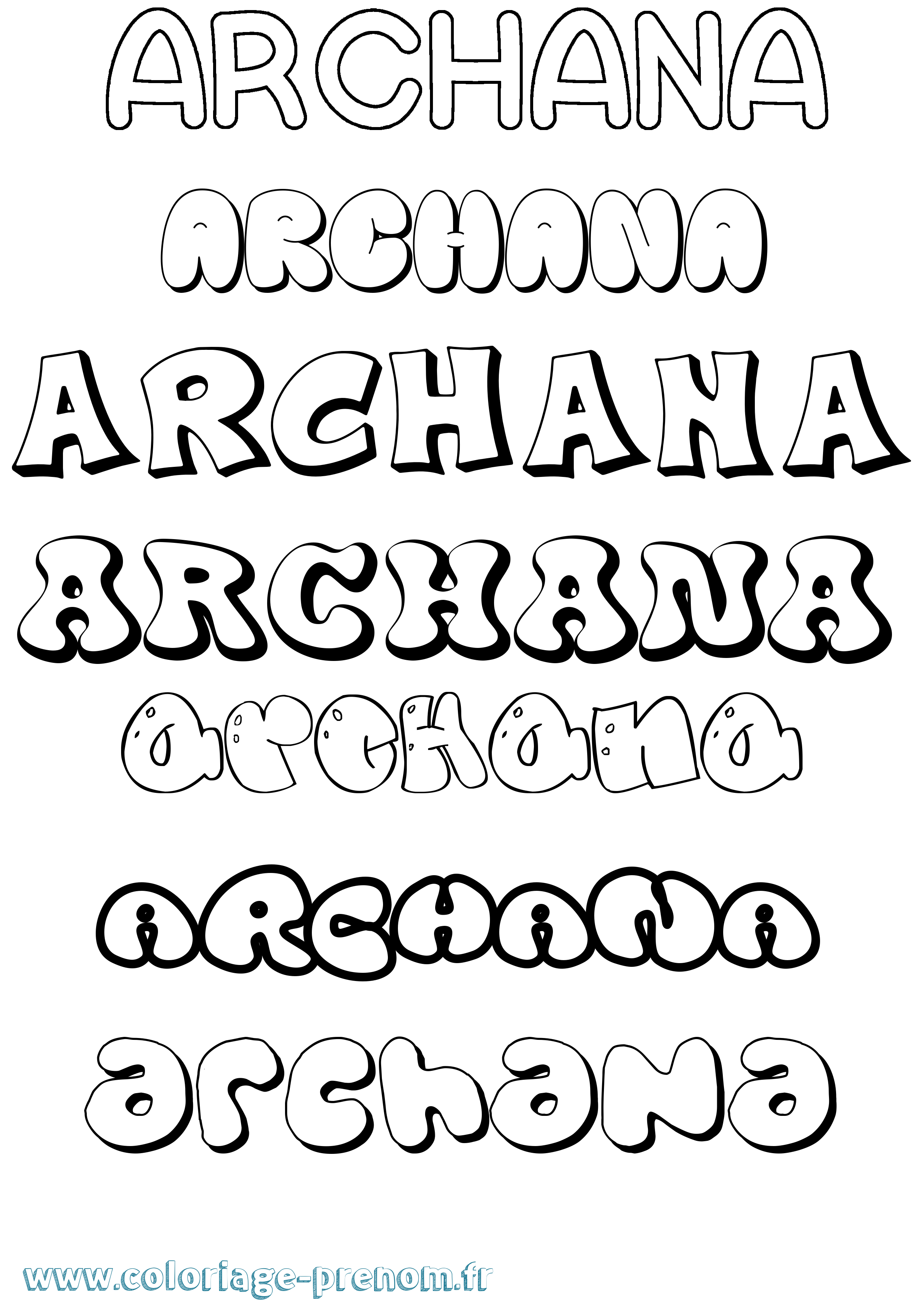 Coloriage Archana Bubble Coloriage prénom Archana Bubble