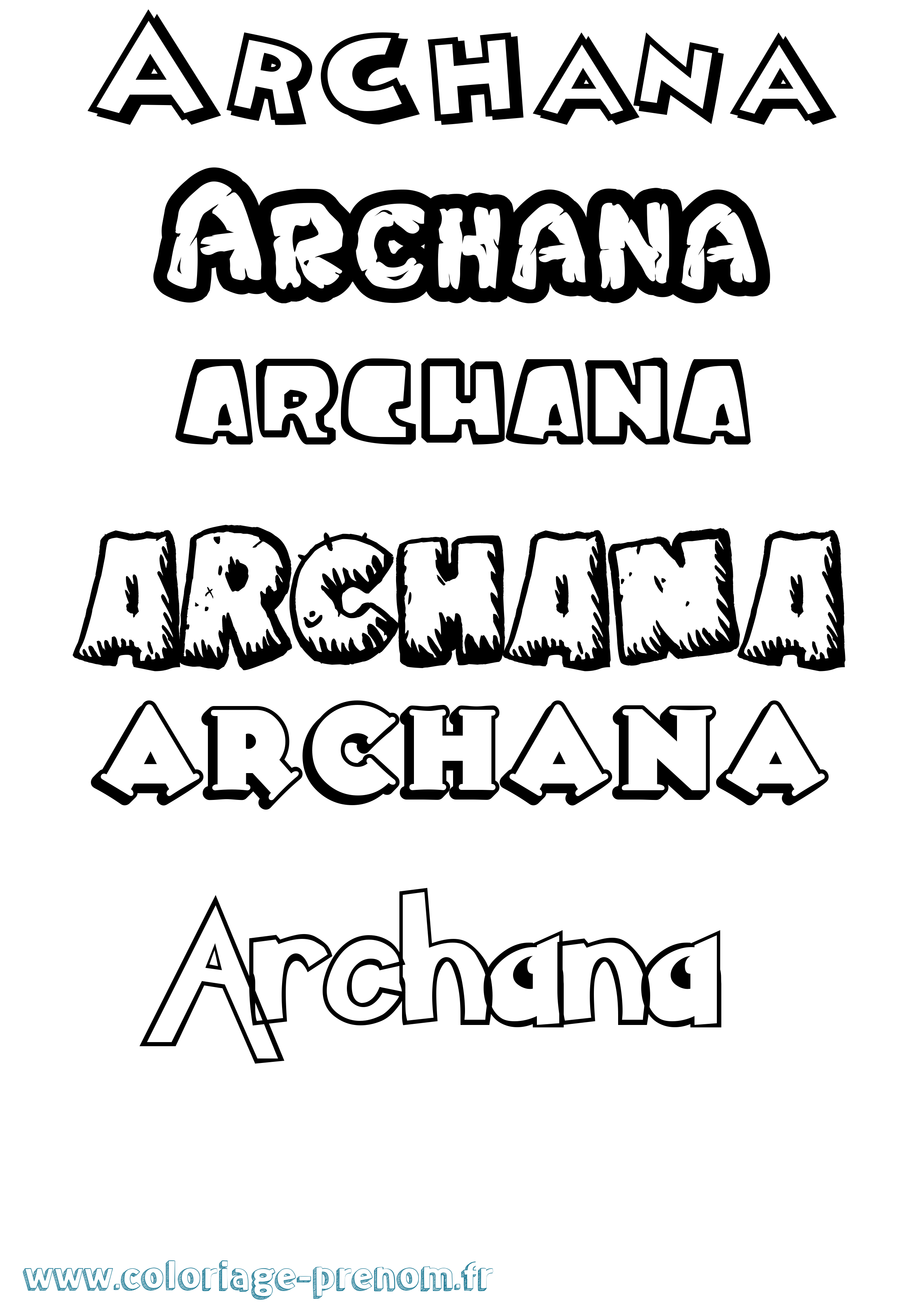 Coloriage Archana Dessin Animé Coloriage prénom Archana Dessin Animé
